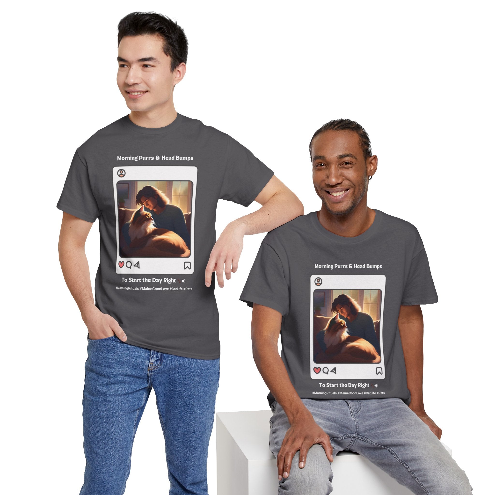 Men's - Morning Purrs & Head Bumps: Start Your Day Right T-Shirt
