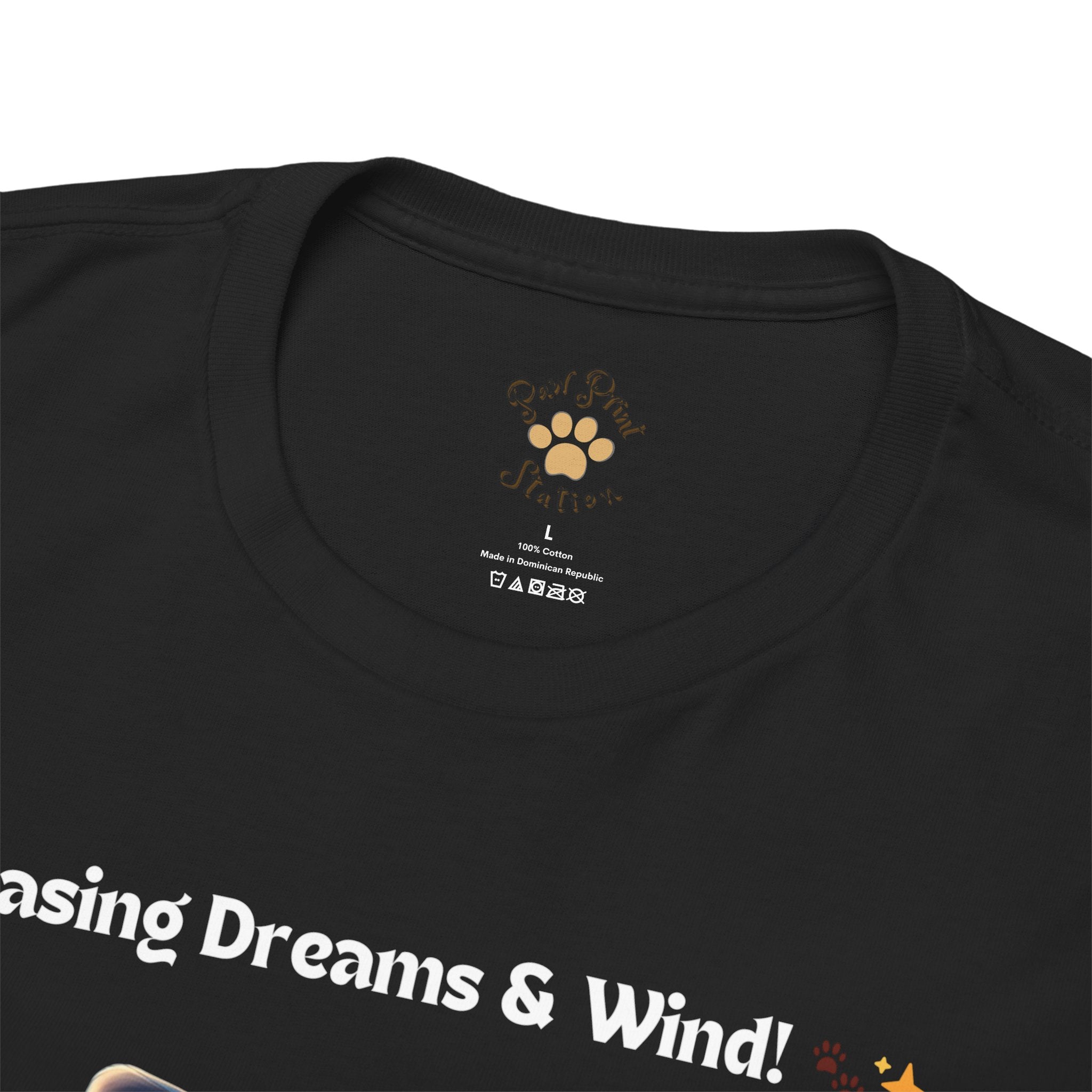 Unisex “Chasing Dreams & Wind” Australian Shepherd T‑Shirt – Adventure Road Tee, Wanderlust Pup Gift