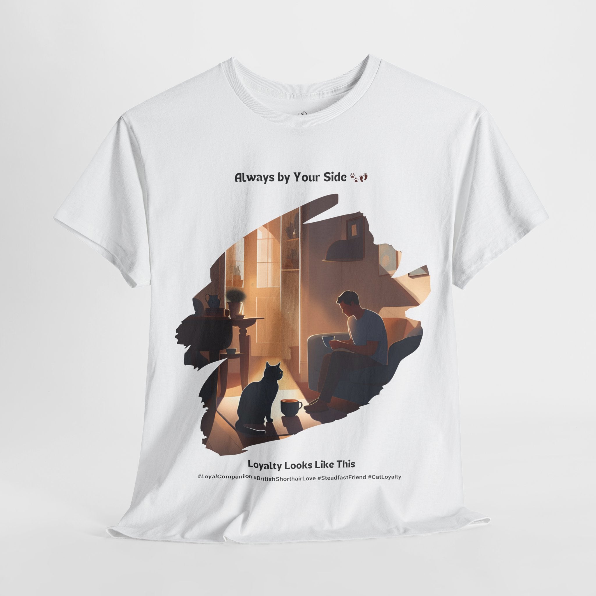 Men’s “Ever-Present Purr” British Shorthair T-Shirt – Loyal Kitty, Cat Dad Gift