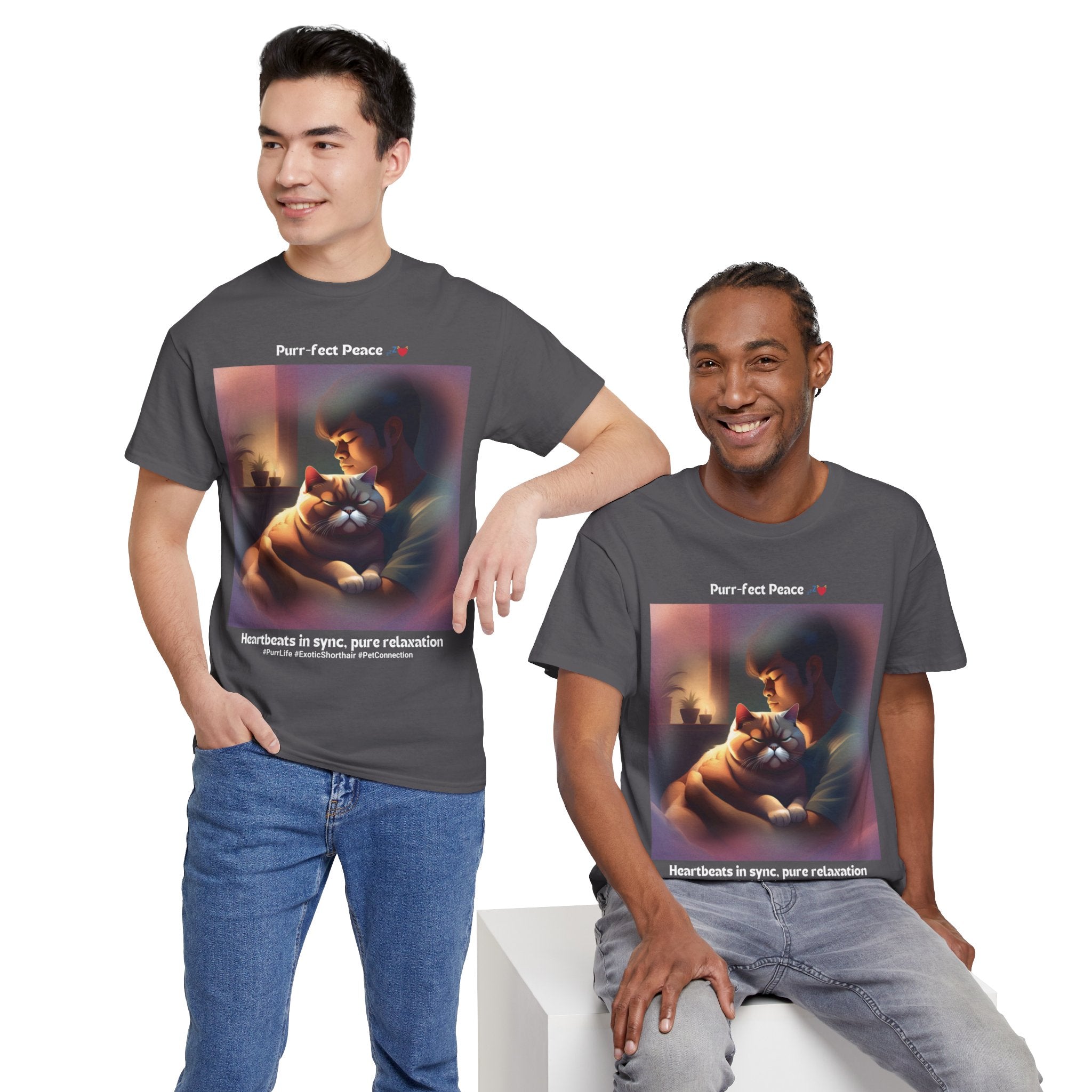 Men's - Purr-fect Peace: Exotic Shorthair Zen T-Shirt