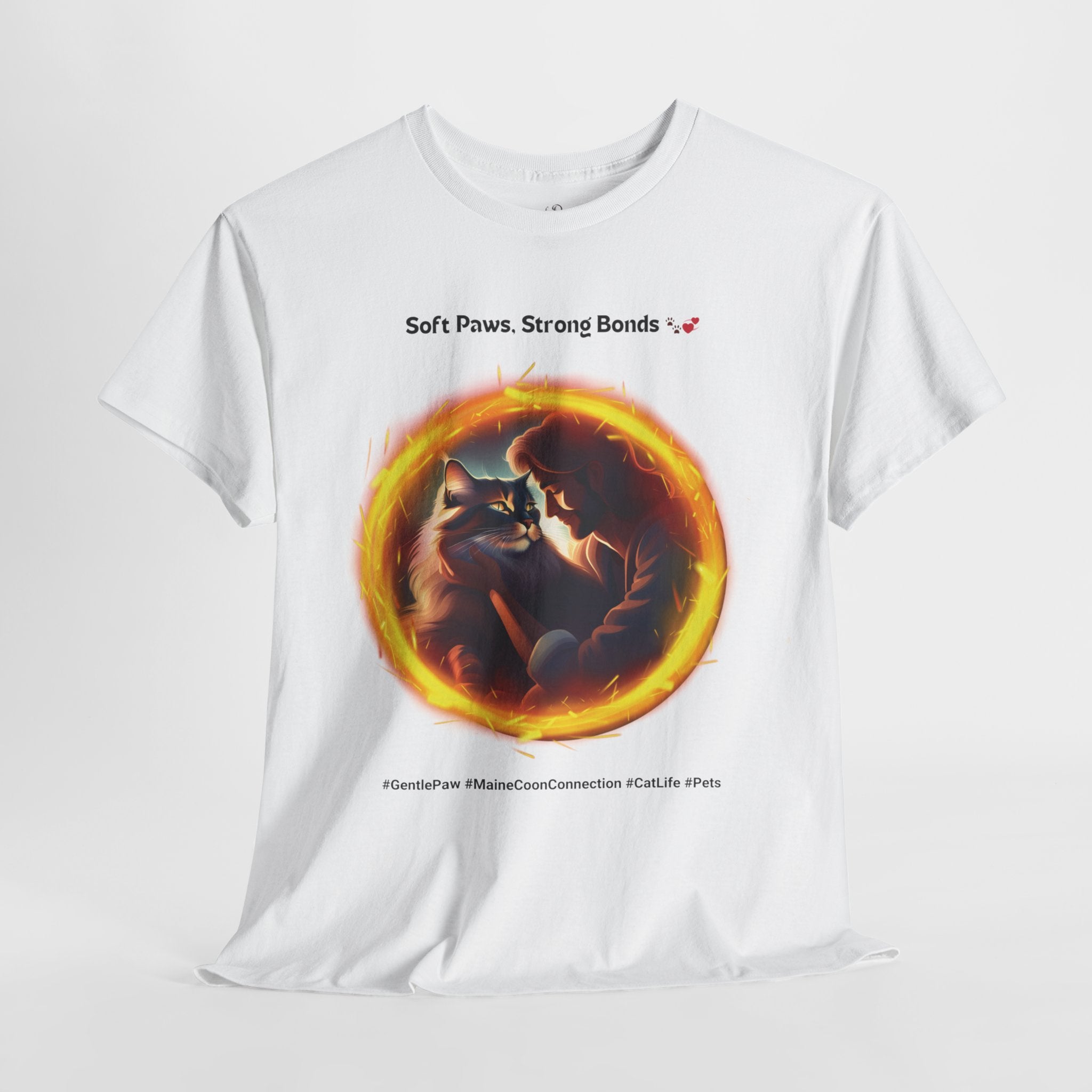 Men’s “Soft Paws, Strong Bonds” Maine Coon T‑Shirt – Gentle Giant Dad Gift
