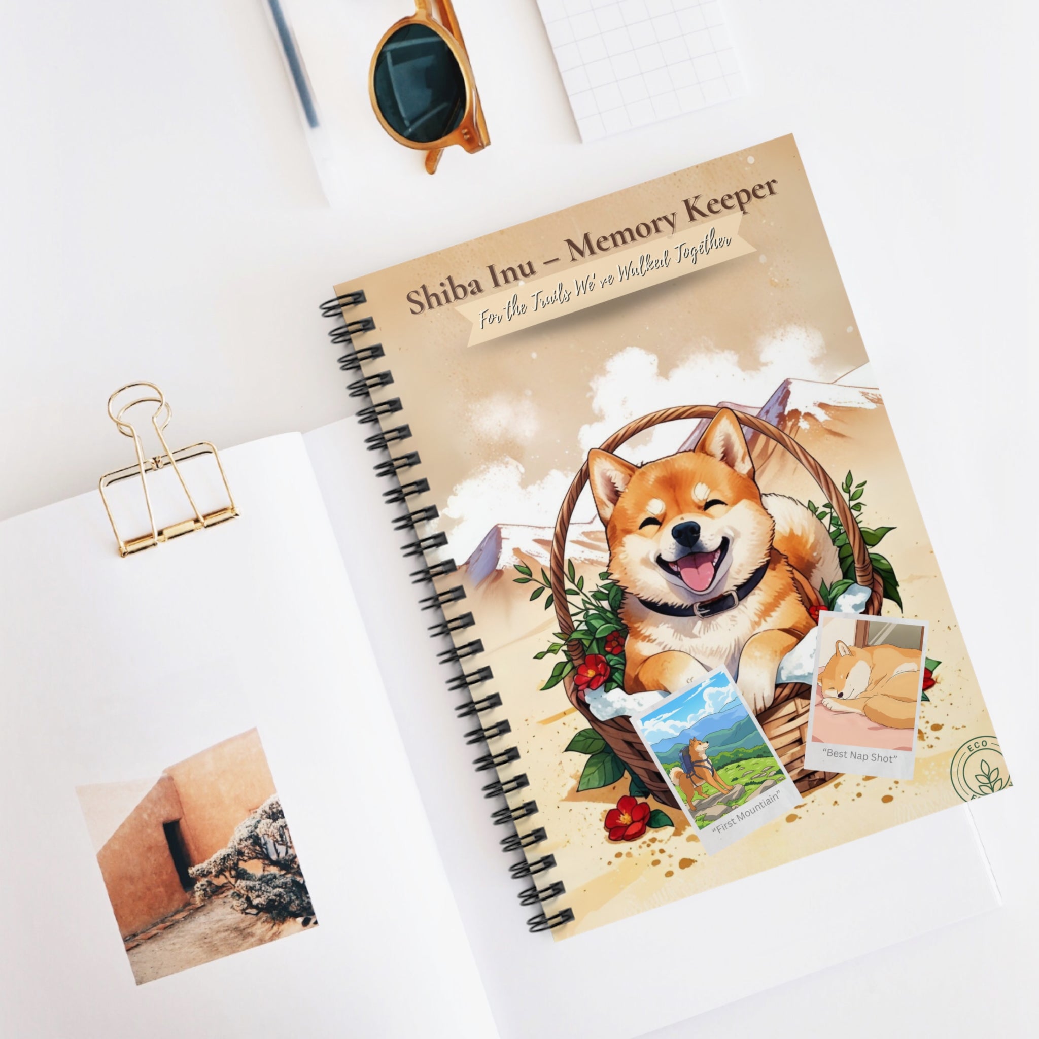 Shiba Inu Spiral Notebook – Polaroid-Style Memory Keeper, Scrapbook for Dog Lovers, Gift for Dog Owners, Journaling, Back to School, Cute Stationery