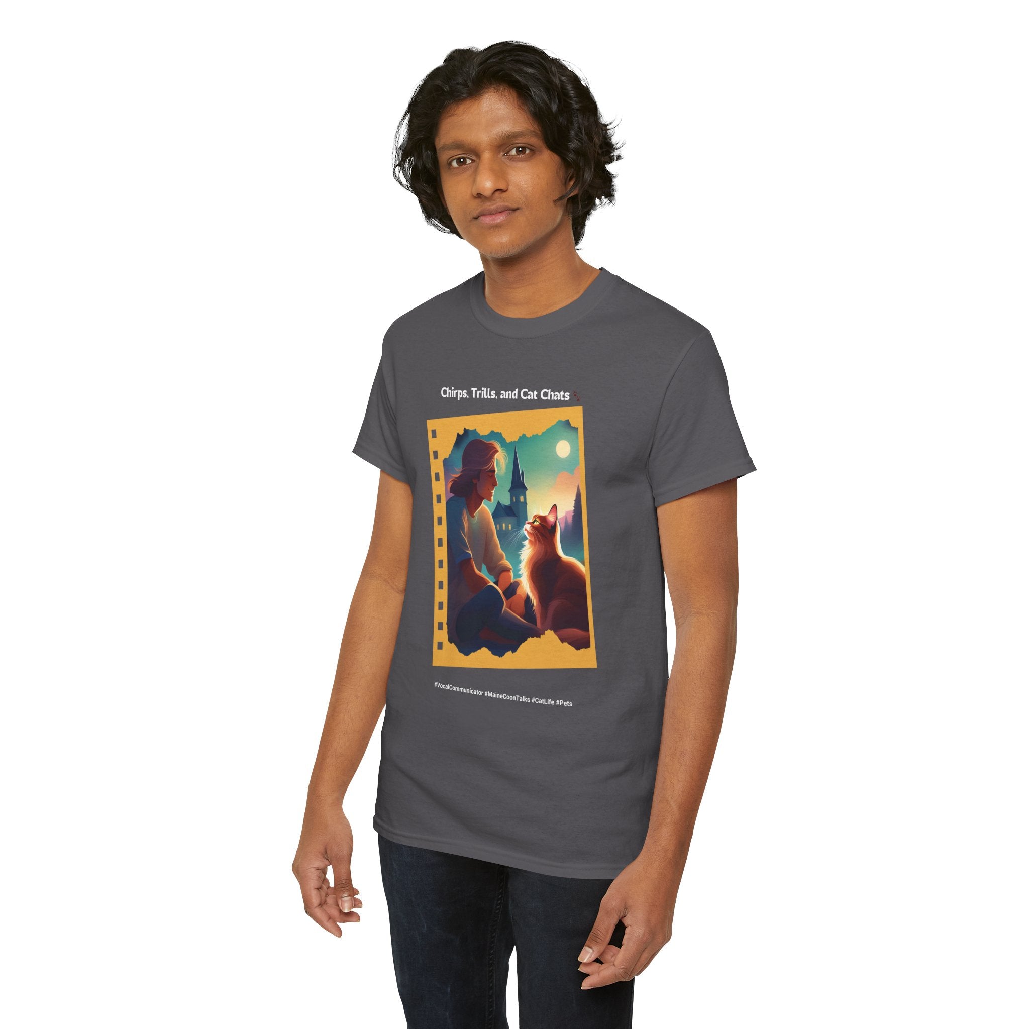 Men’s “Chirps, Trills & Cat Chats” Maine Coon T‑Shirt – Vocal Cat Dad Gift