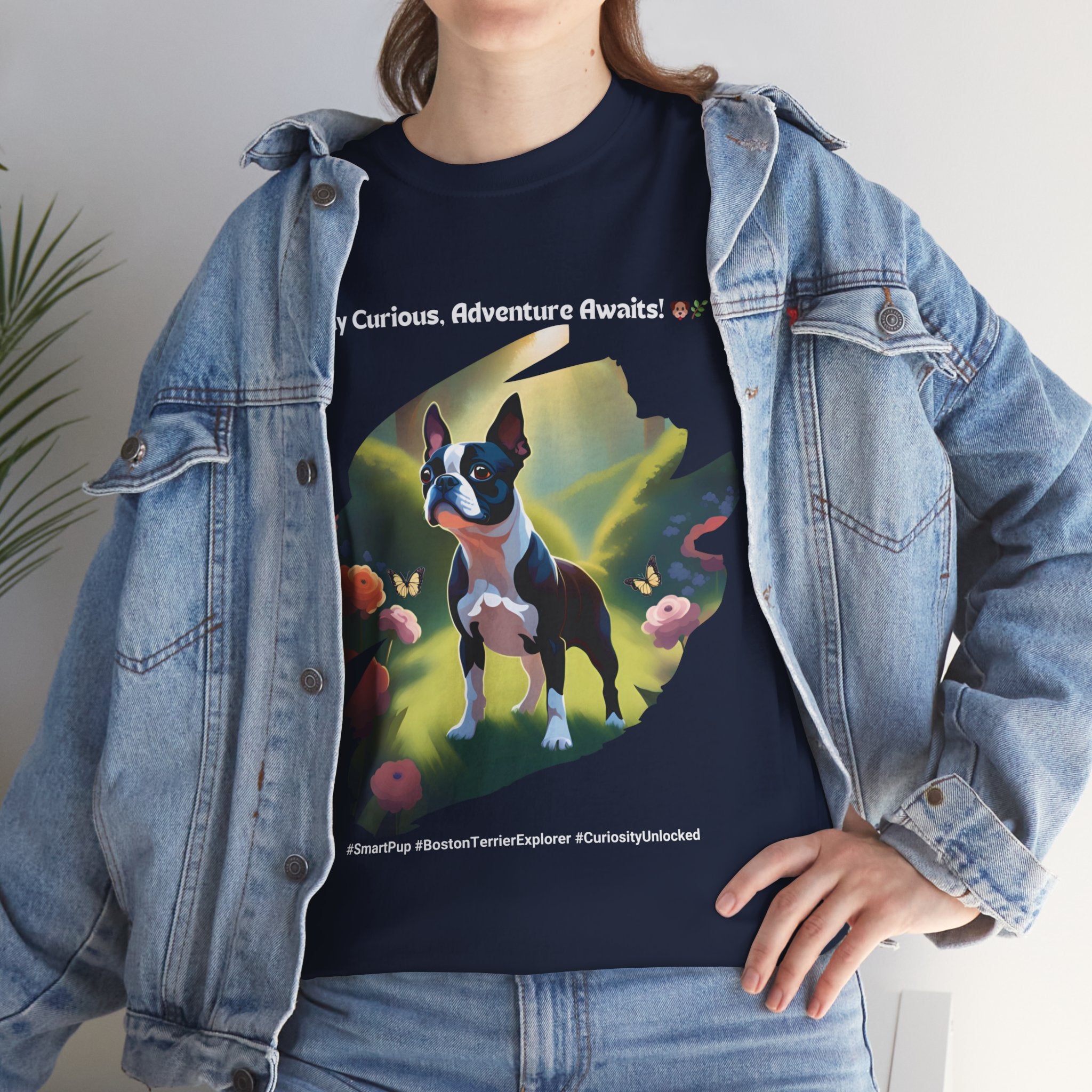 Unisex “Adventure Awaits” Boston Terrier T‑Shirt – Explorer Pup Gift