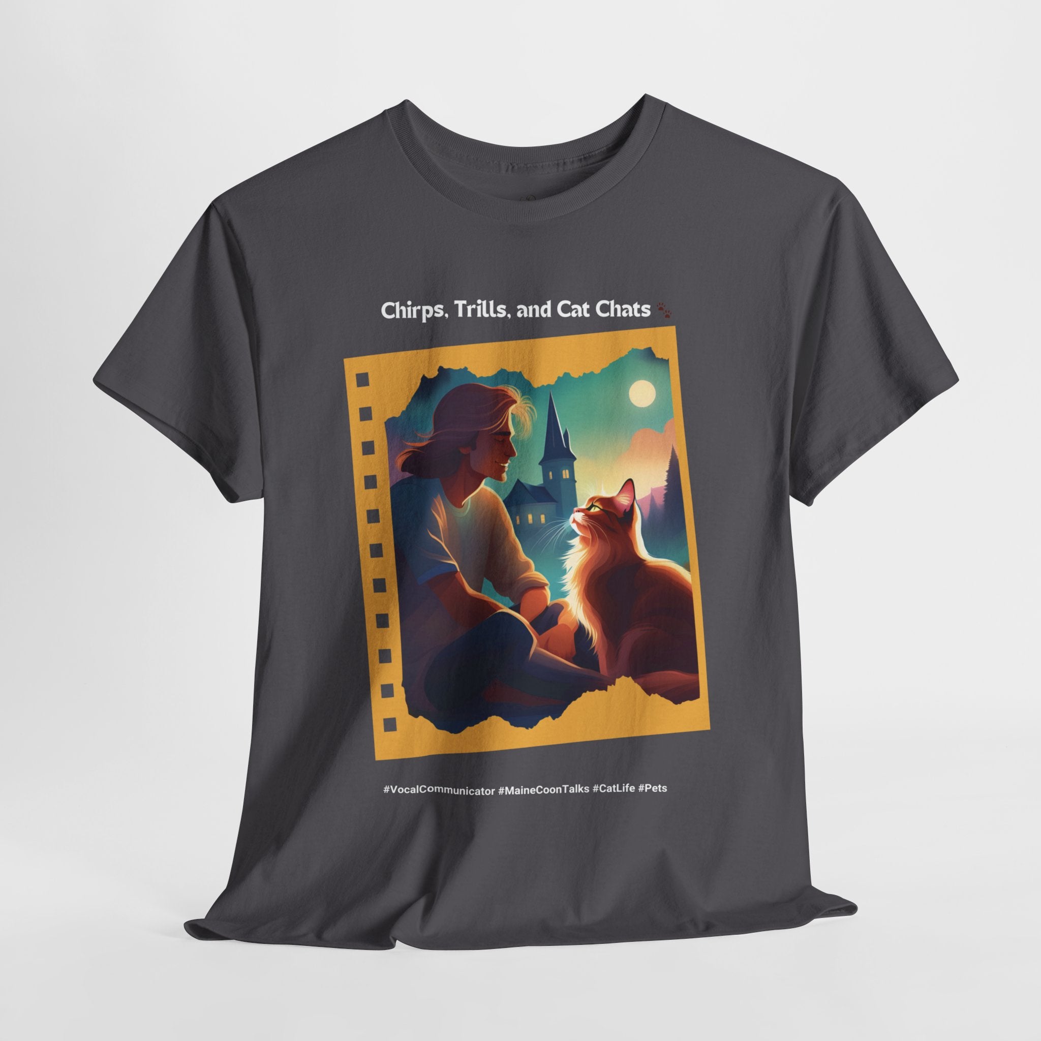 Men’s “Chirps, Trills & Cat Chats” Maine Coon T‑Shirt – Vocal Cat Dad Gift