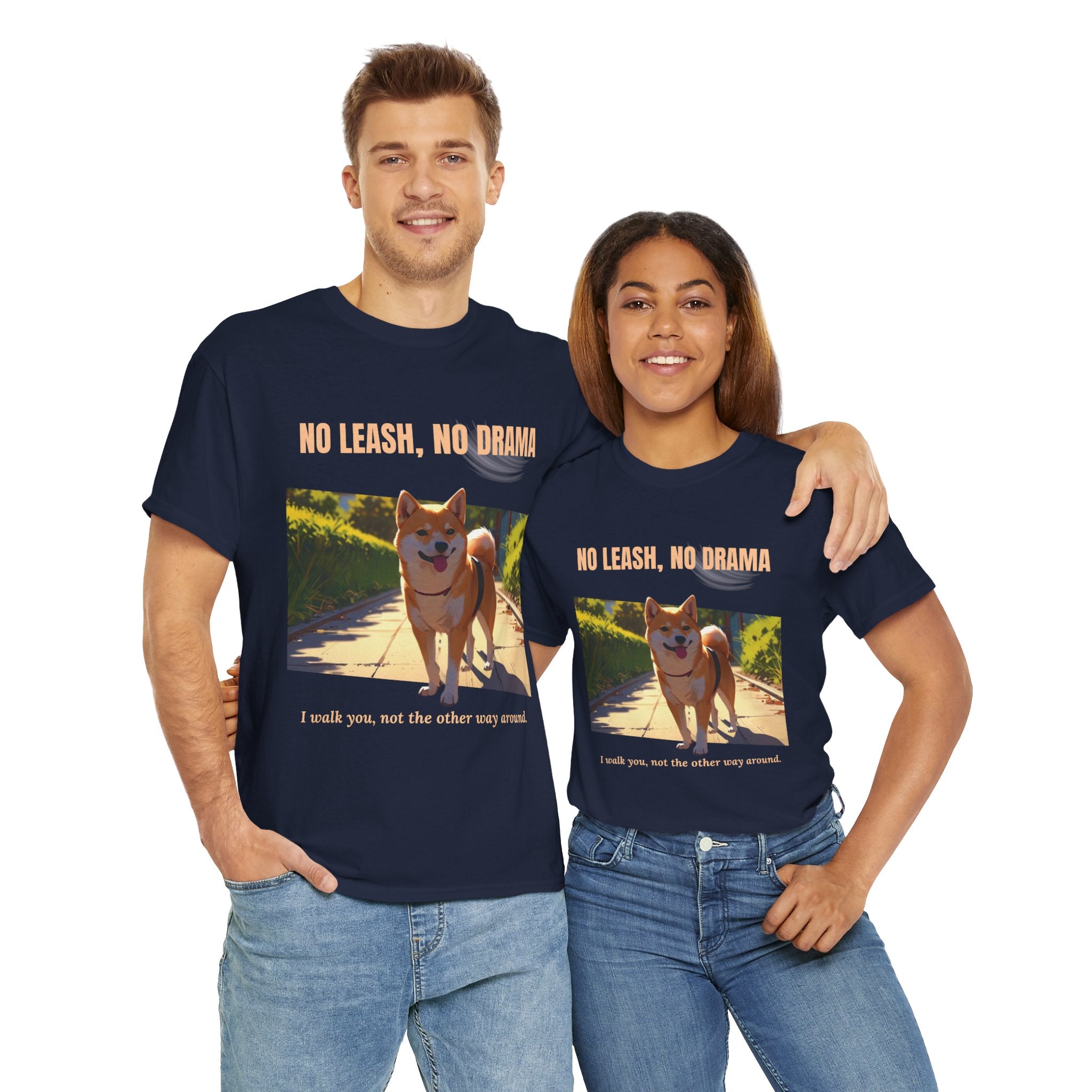 Unisex “No Leash, No Drama” Shiba Inu T-Shirt – Independent Dog Owner Tee