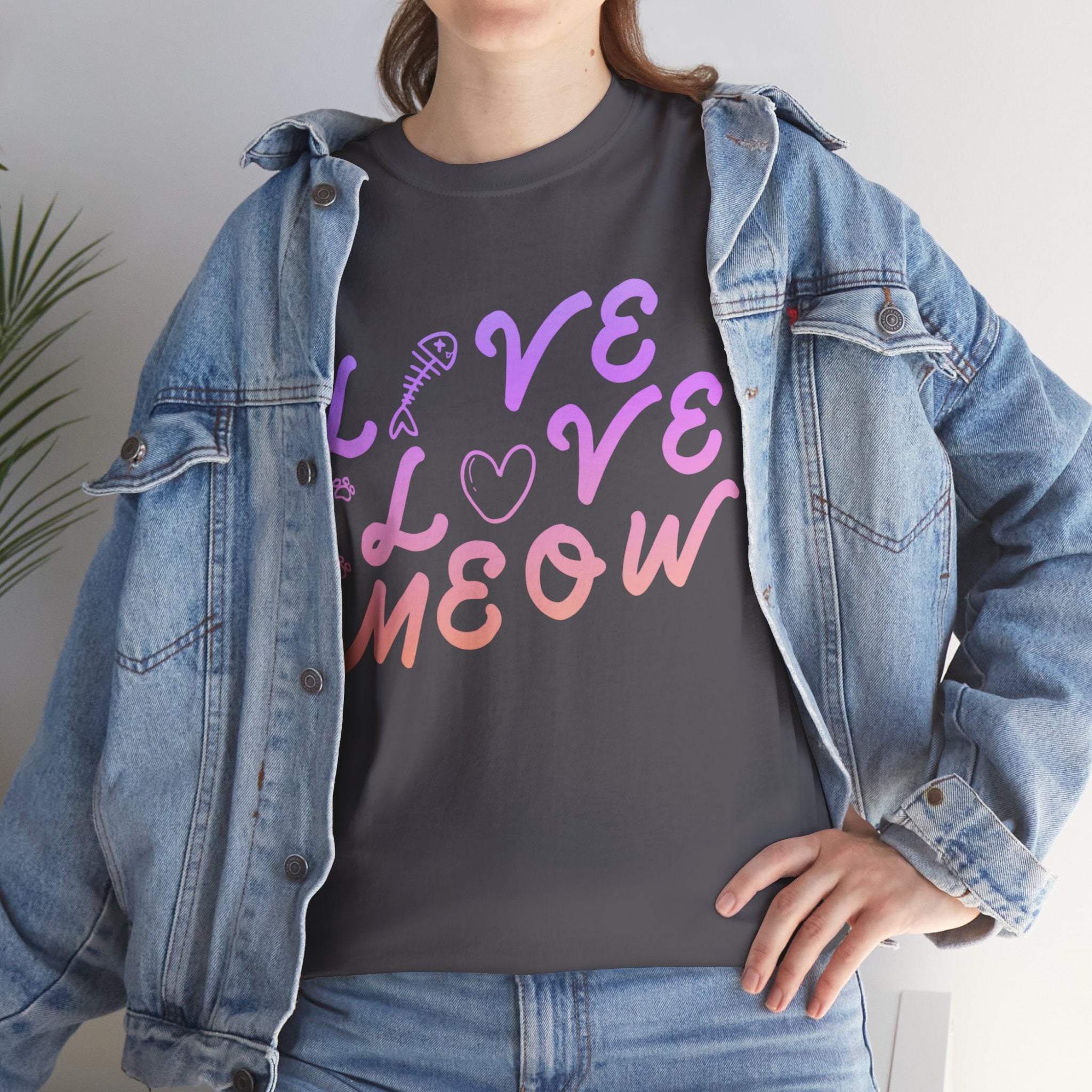 Unisex “Love, Meow, Live” T-Shirt – Cat Life Joy, Feline Lover Gift