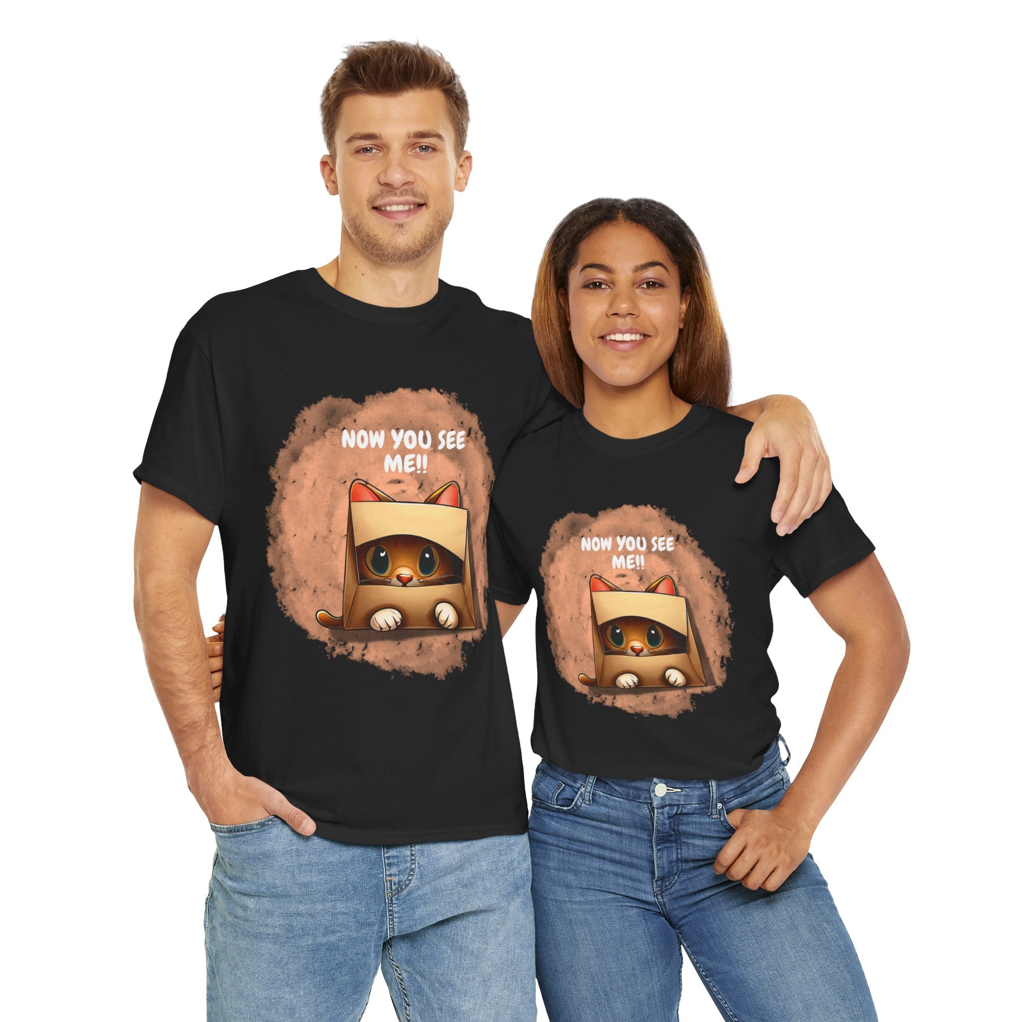 Unisex “Peek-a-Boo Kitty” T-Shirt – Sneaky Whiskers, Cat Lover Gift