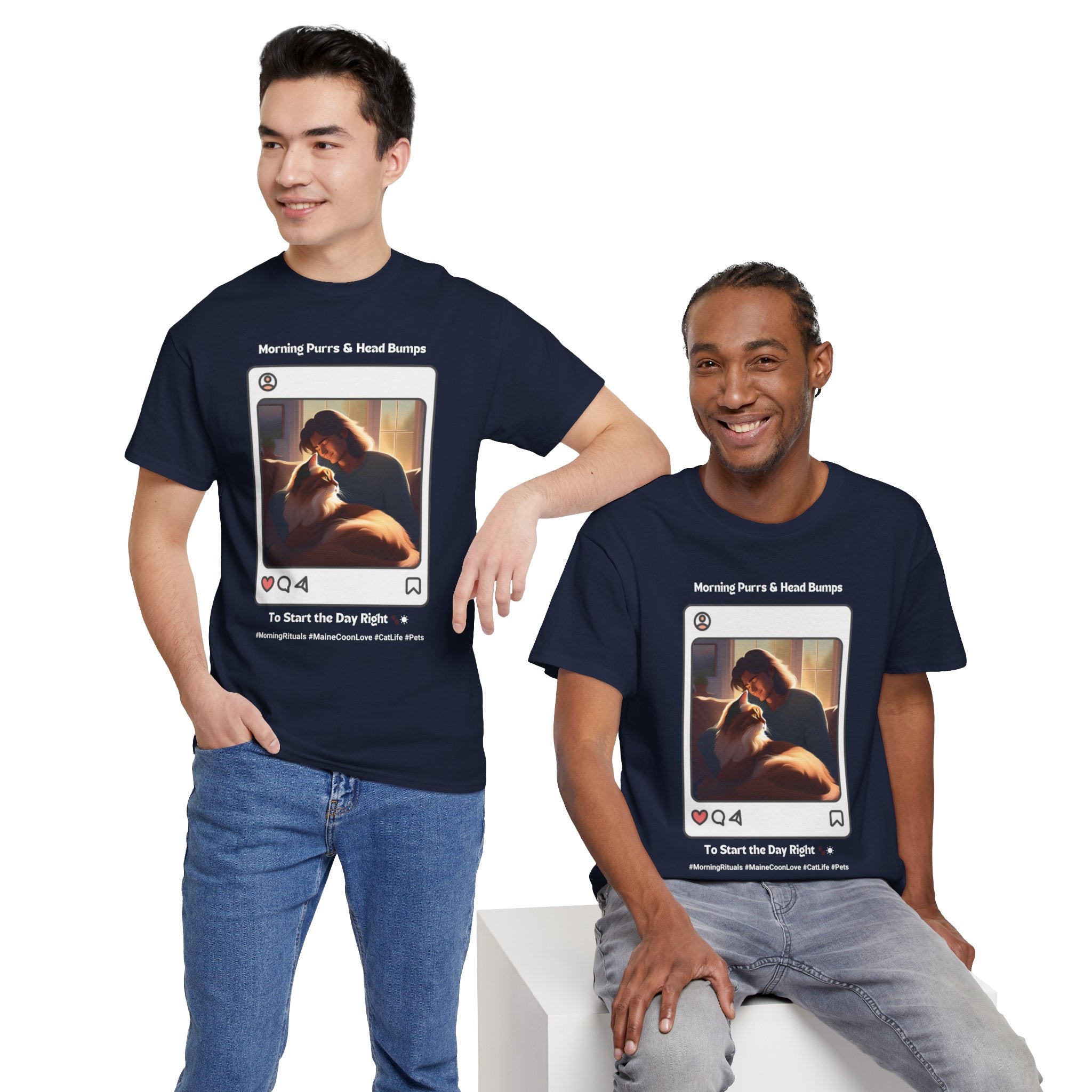 Men's - Morning Purrs & Head Bumps: Start Your Day Right T-Shirt
