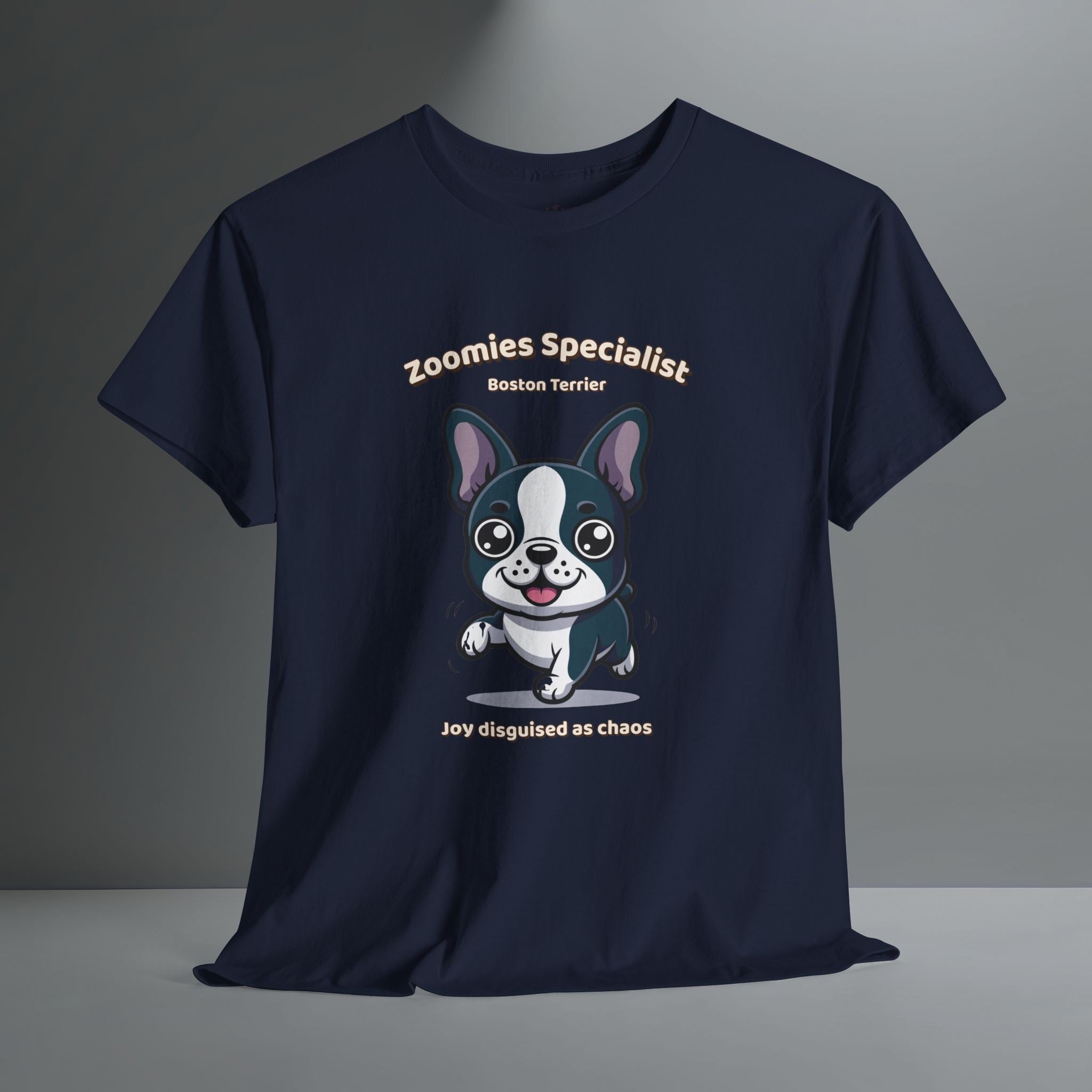 Unisex T-Shirt – Zoomies Specialist: Boston Terrier Everyday Moments Edition