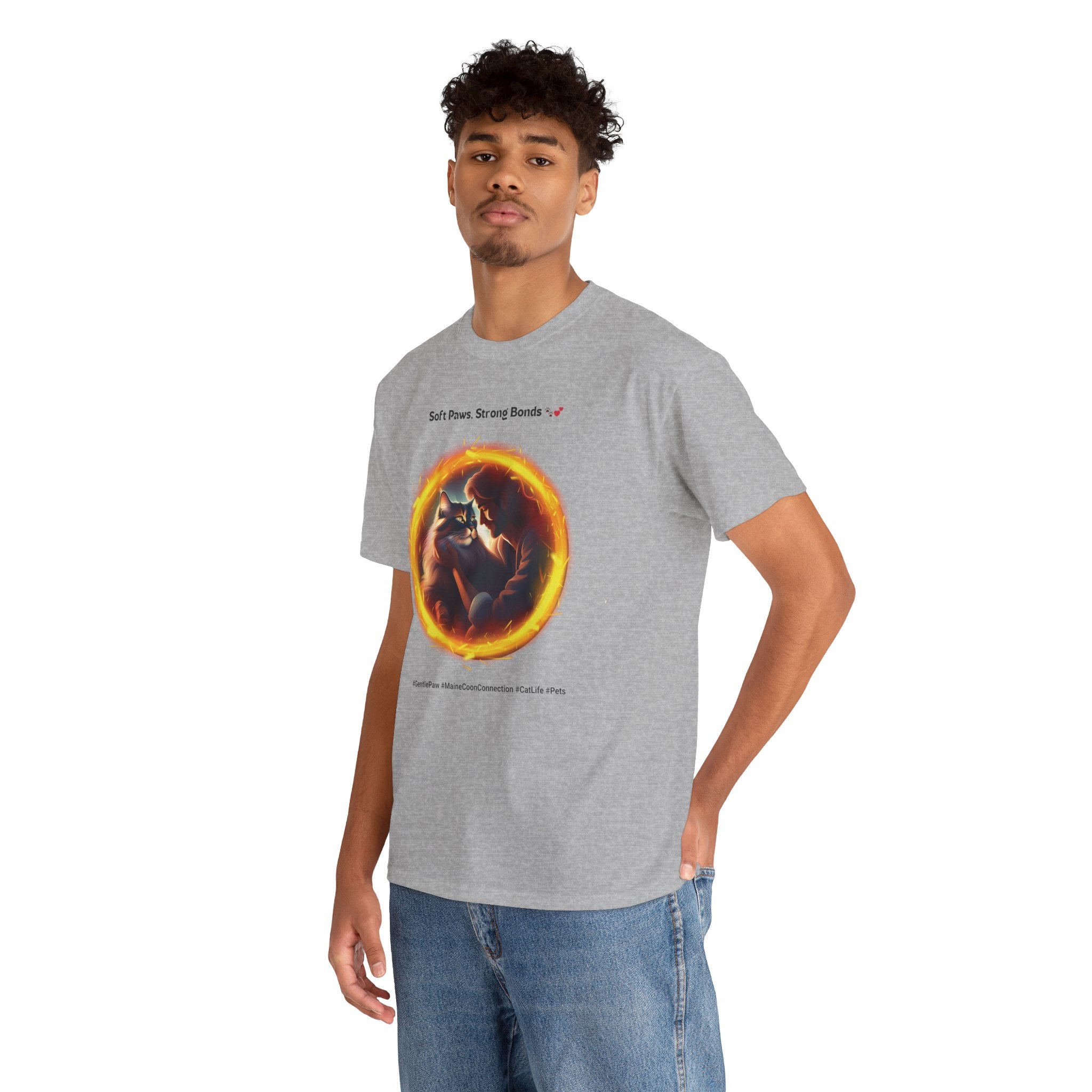 Men’s “Soft Paws, Strong Bonds” Maine Coon T‑Shirt – Gentle Giant Dad Gift