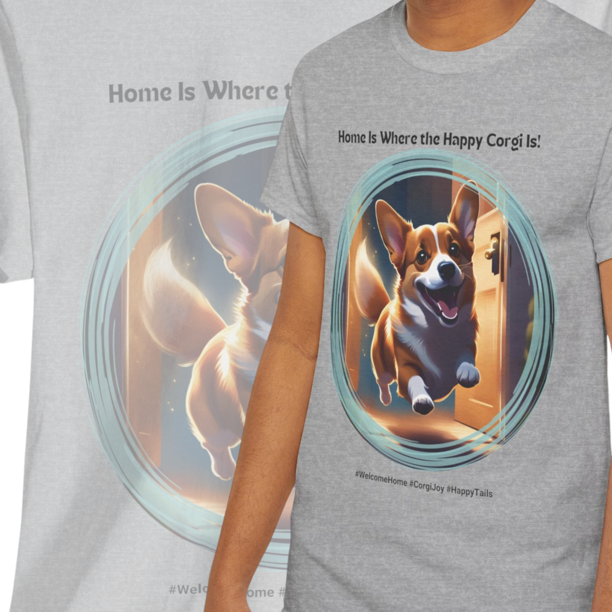 Unisex “Home Is Where the Happy Corgi Is!” T‑Shirt – Happy Home Pup Gift