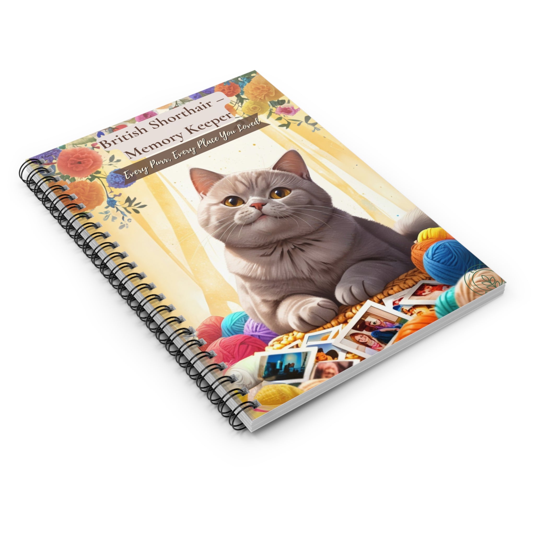 British Shorthair Spiral Notebook – Polaroid-Style Memory Keeper, Scrapbook for Cat Lovers, Gift for Cat Owners, Journaling, Back to School, Cute Stationery