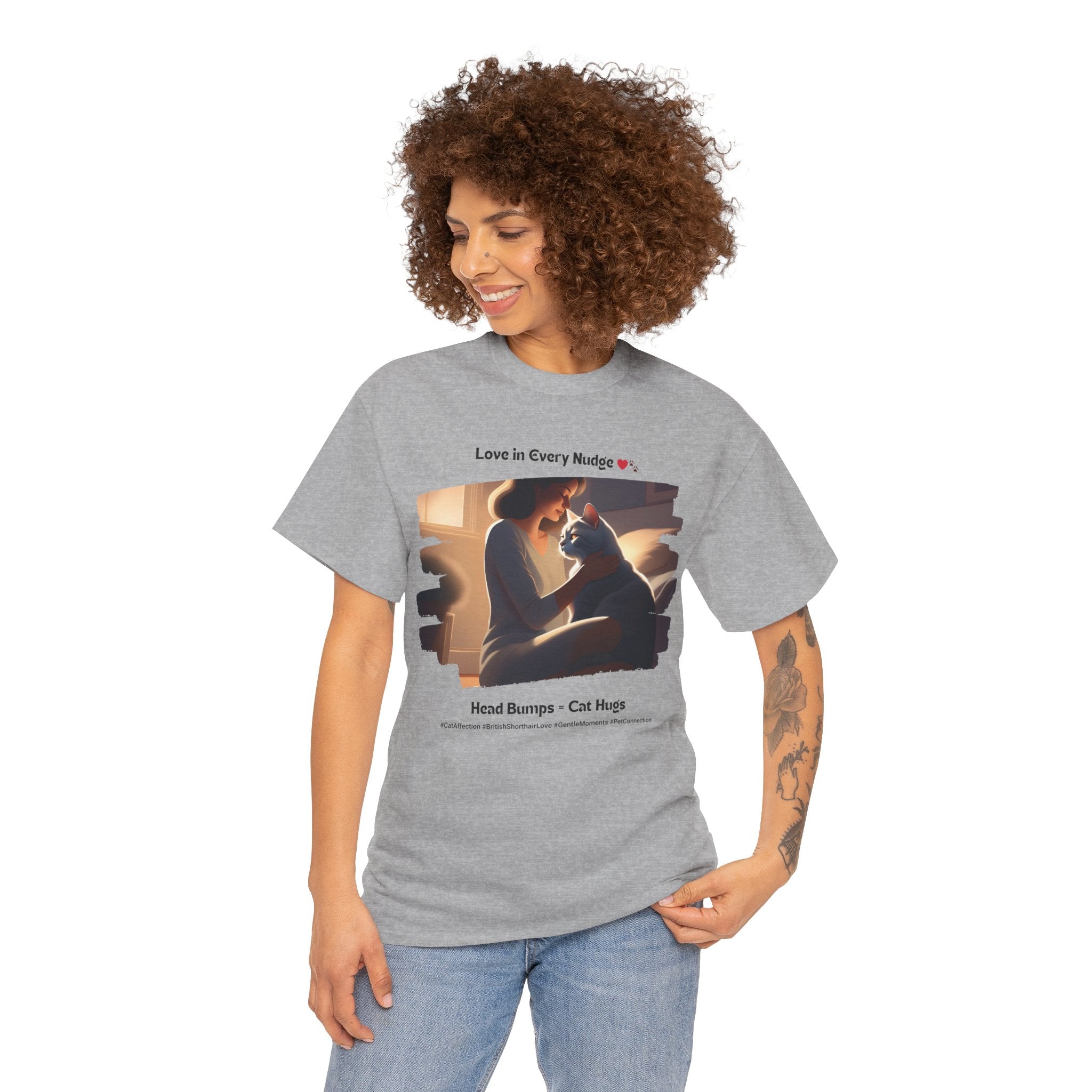 Women’s “Head Bumps = Cat Hugs” British Shorthair T‑Shirt – Affectionate Kitty Mom Gift
