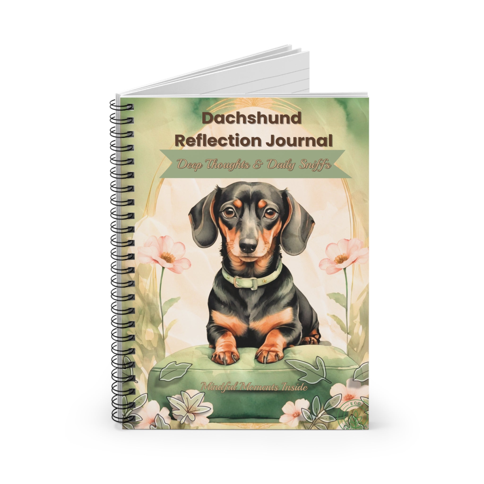 Dachshund Reflection Journal - Cute Puppy Notebook for Pet Lovers, Dog Owner Gift, Daily Thoughts, Floral Design Diary