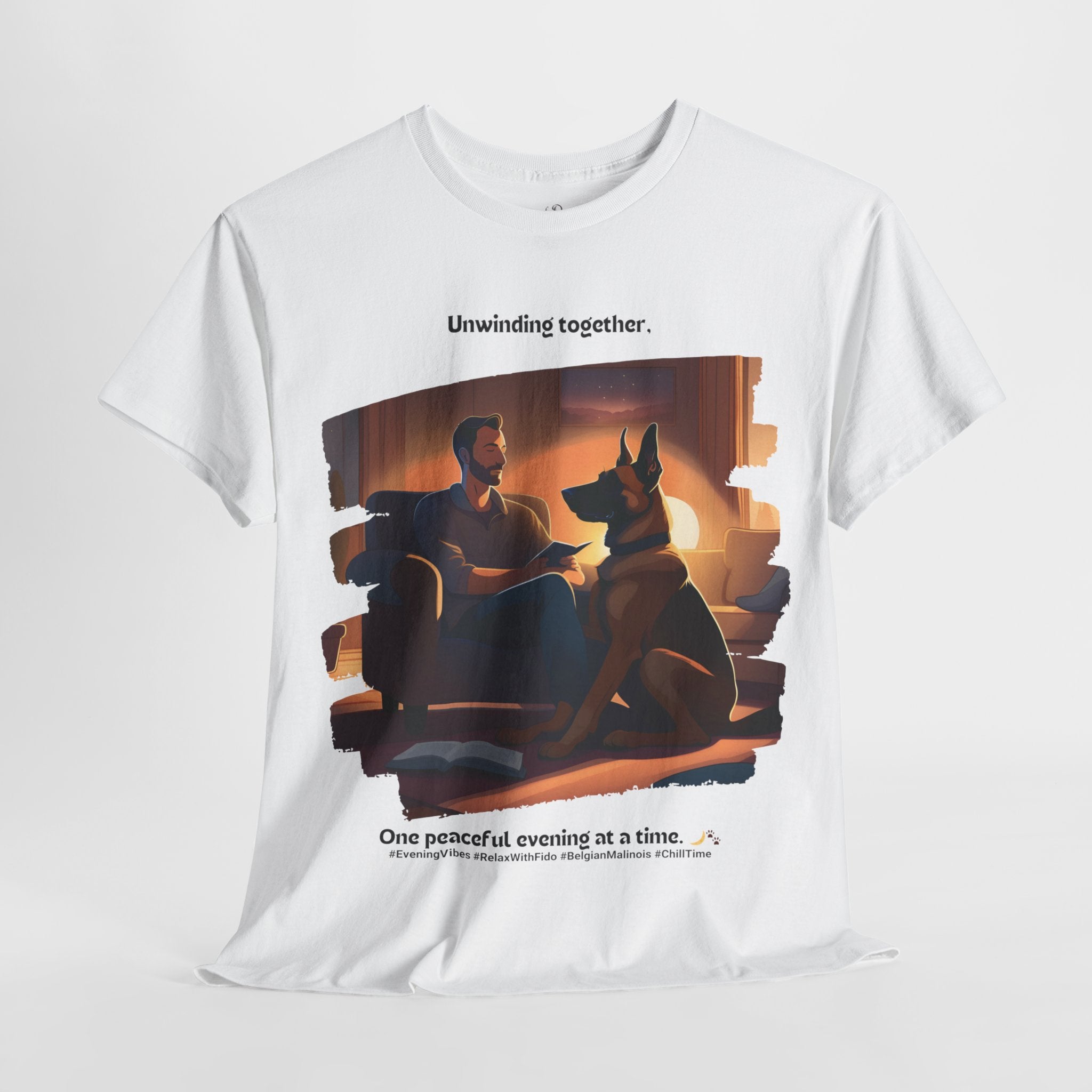 Men’s “Unwinding Together” Belgian Malinois T‑Shirt – Relaxation Gift, Bonding Dad Tee