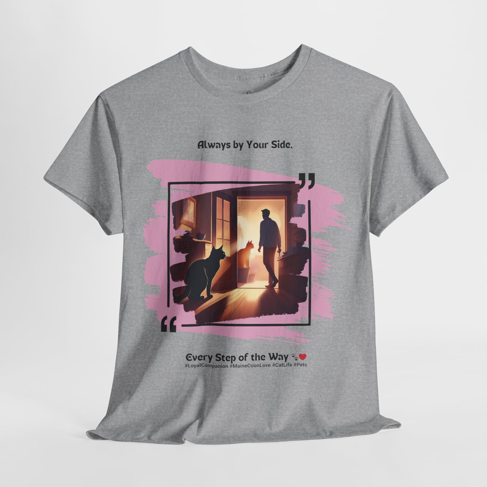 Men’s “Always by Your Side” Maine Coon T-Shirt – Loyal Fluffy Friend, Cat Dad Gift