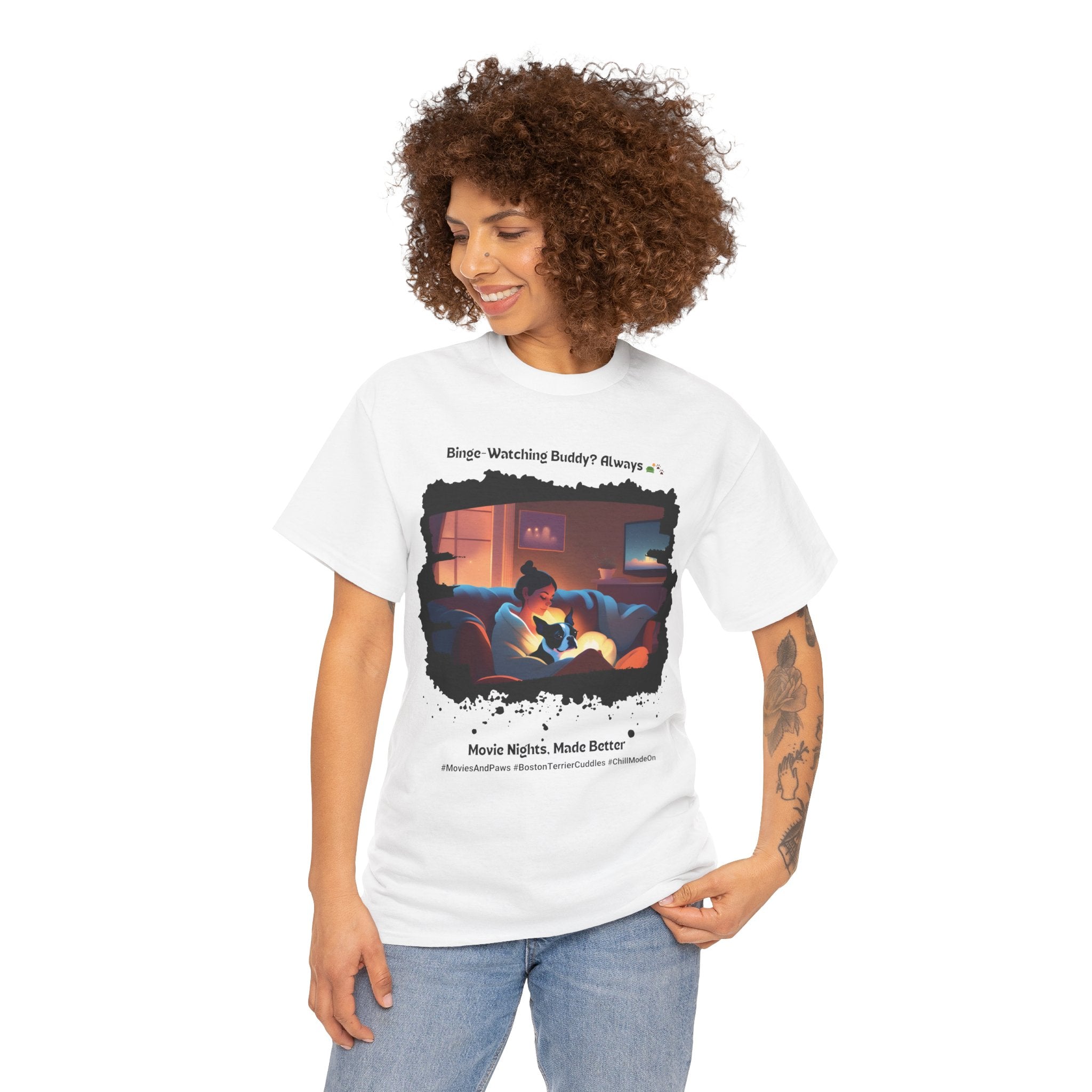 Women's - Movie Nights, Made Better: Boston Terrier T-Shirt