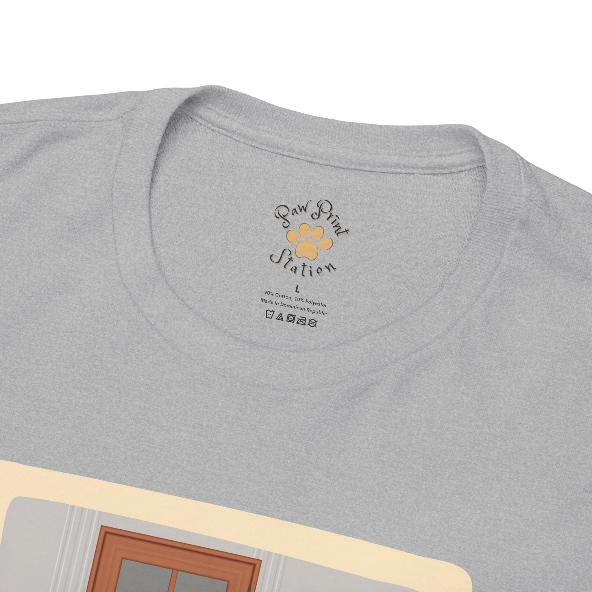 Unisex “Patiently Waiting” Dog T-Shirt – Door-Sitter Pup, Dog Lover Gift