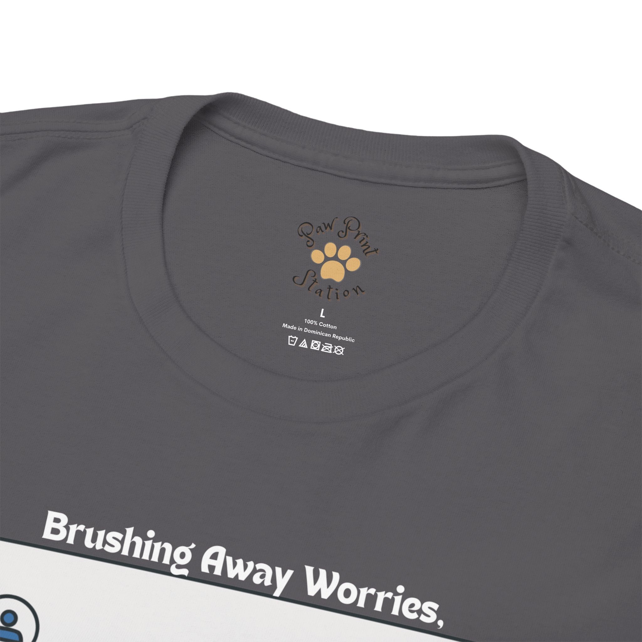 Men’s “Brushing Away Worries” Maine Coon T‑Shirt – Relaxation Cat Dad Gift