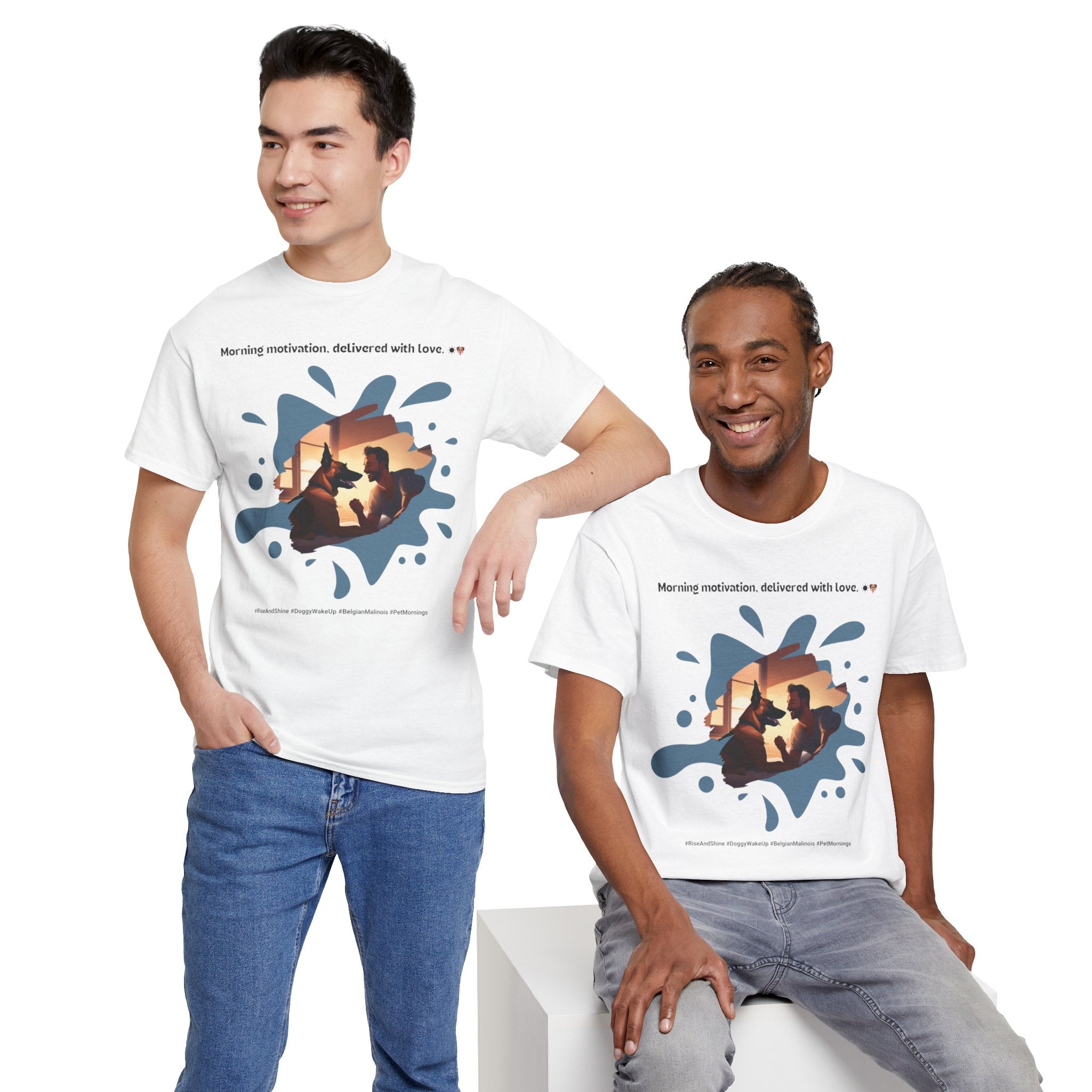 Men’s “Morning Motivation” Belgian Malinois T‑Shirt – Energized Dad Gift