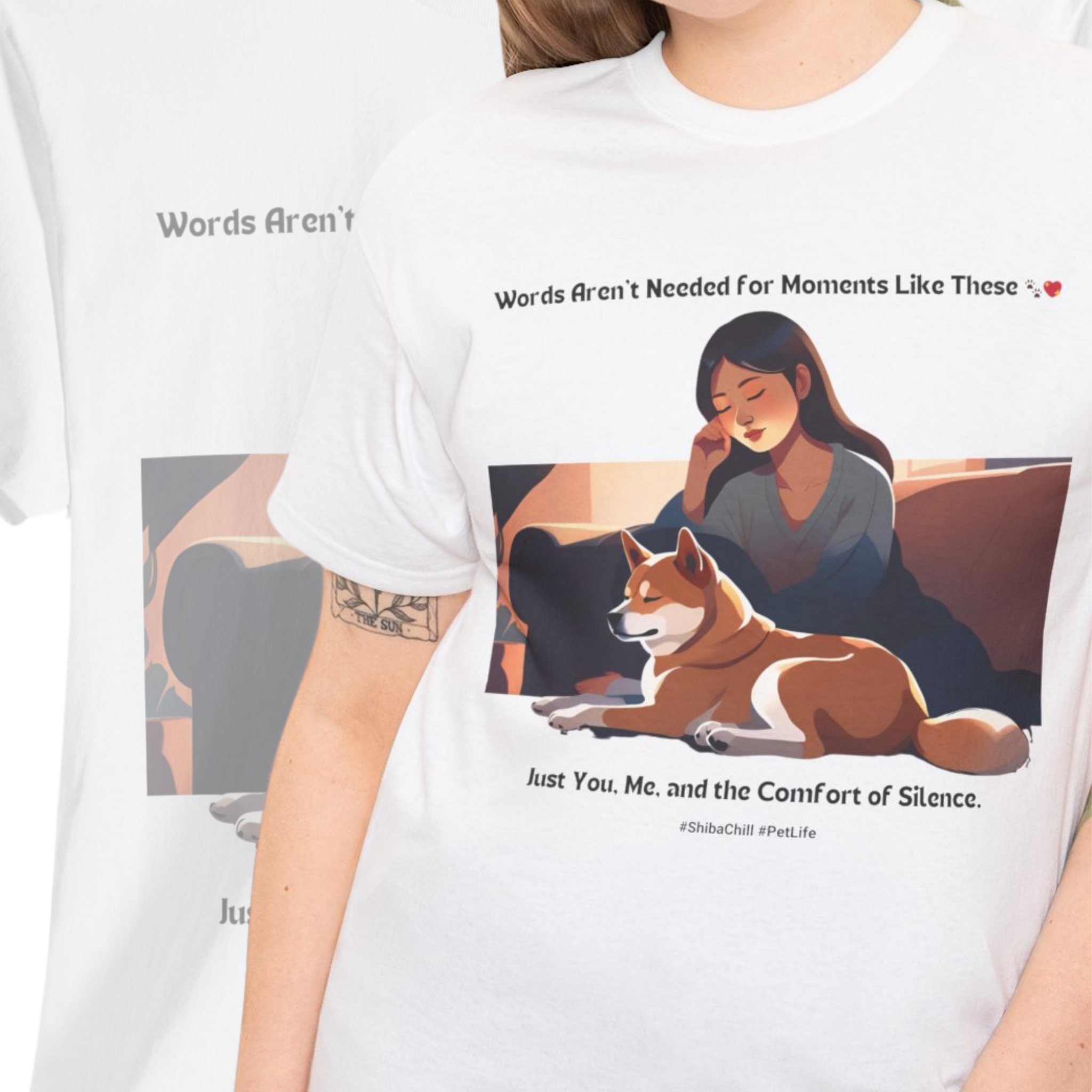 Women’s “Words Aren’t Needed” Shiba Inu T‑Shirt – Serene Pup Mom Gift
