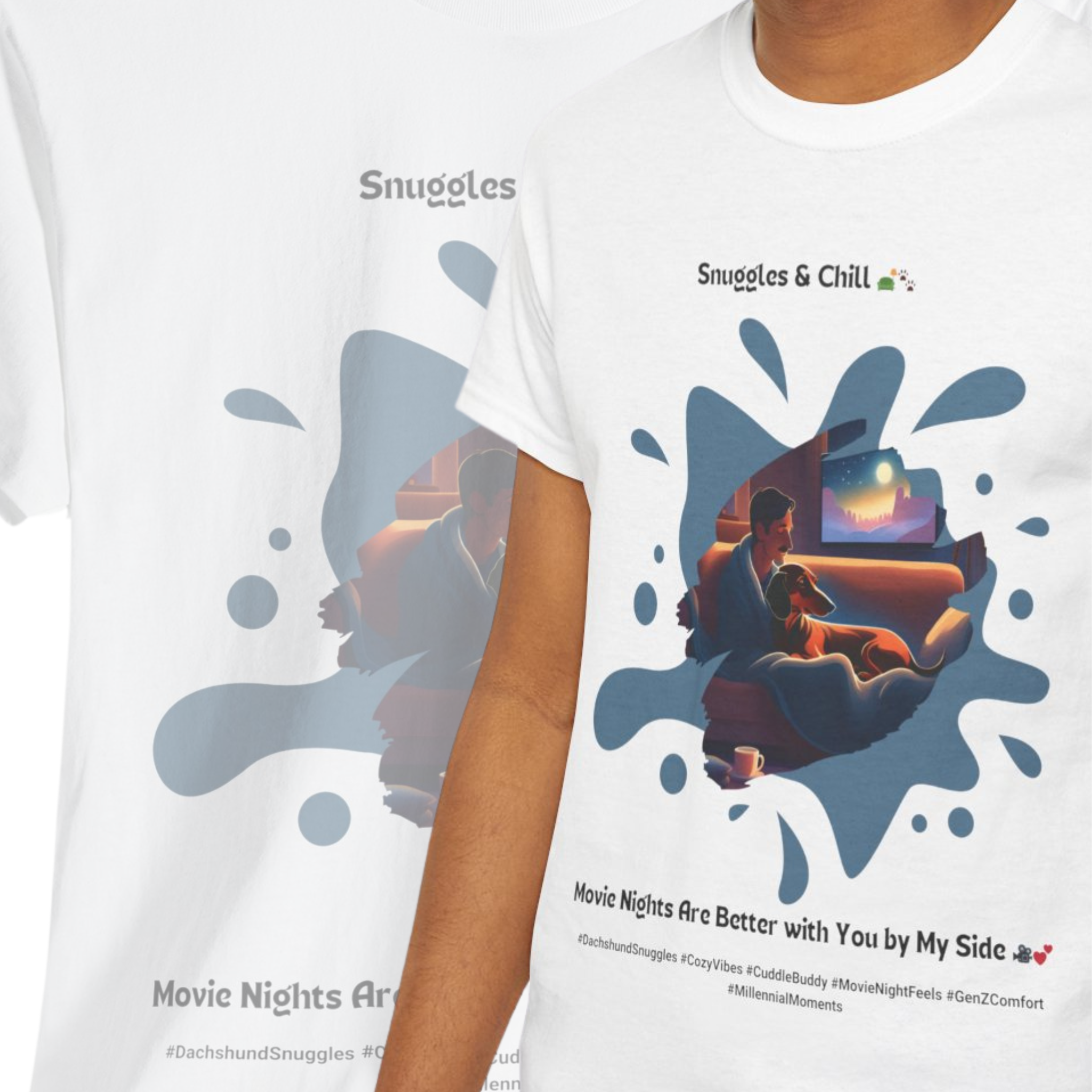 Men's - Snuggles & Chill: Dachshund Movie Night T-Shirt