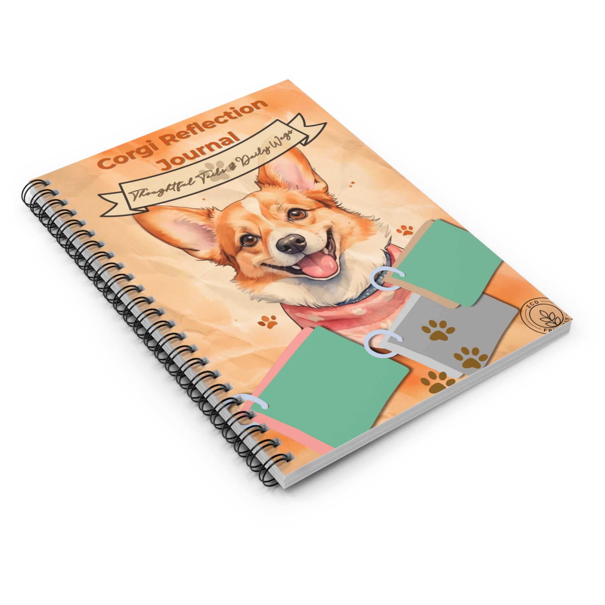 Corgi Reflection Spiral Notebook - Thoughtful Notes for Dog Lovers, Pet Journal, Cute Corgi Gift, Stationery, Dog Owner Memoir