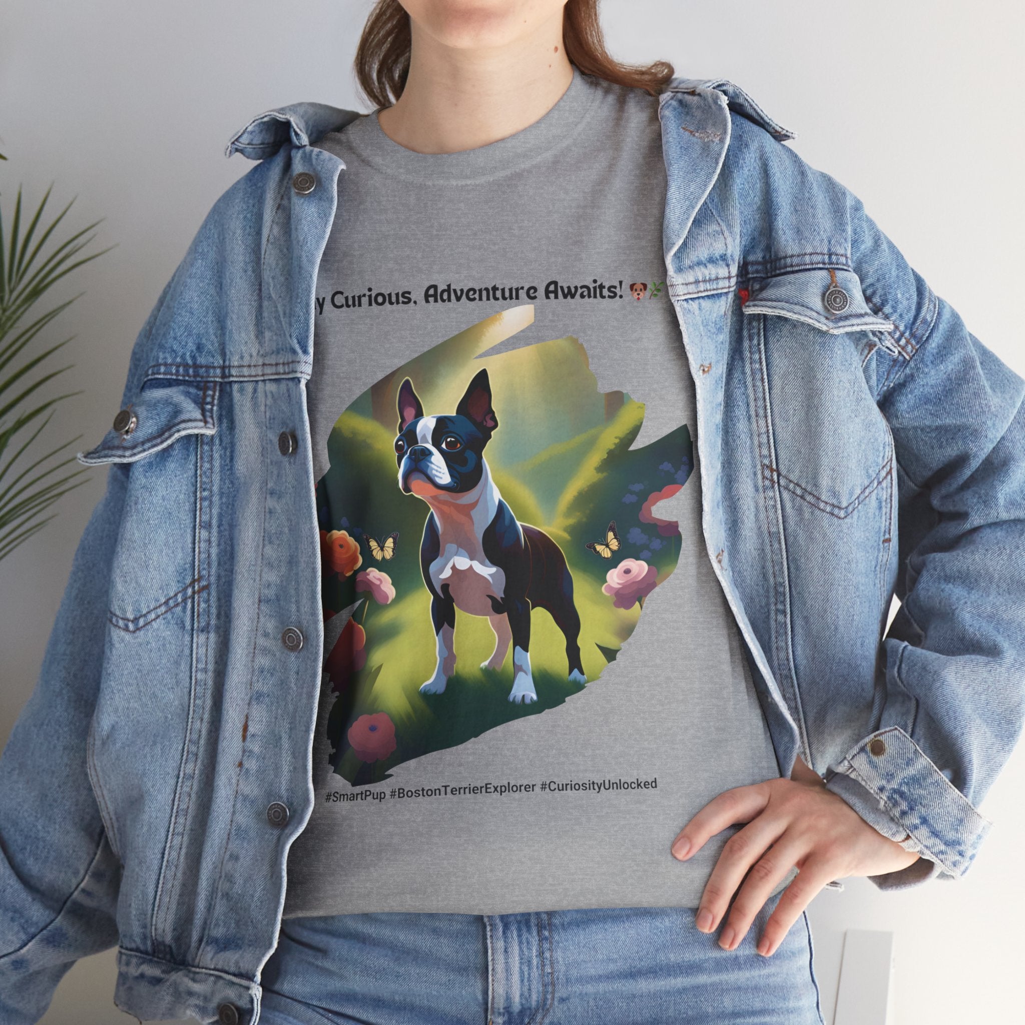 Unisex “Adventure Awaits” Boston Terrier T‑Shirt – Explorer Pup Gift