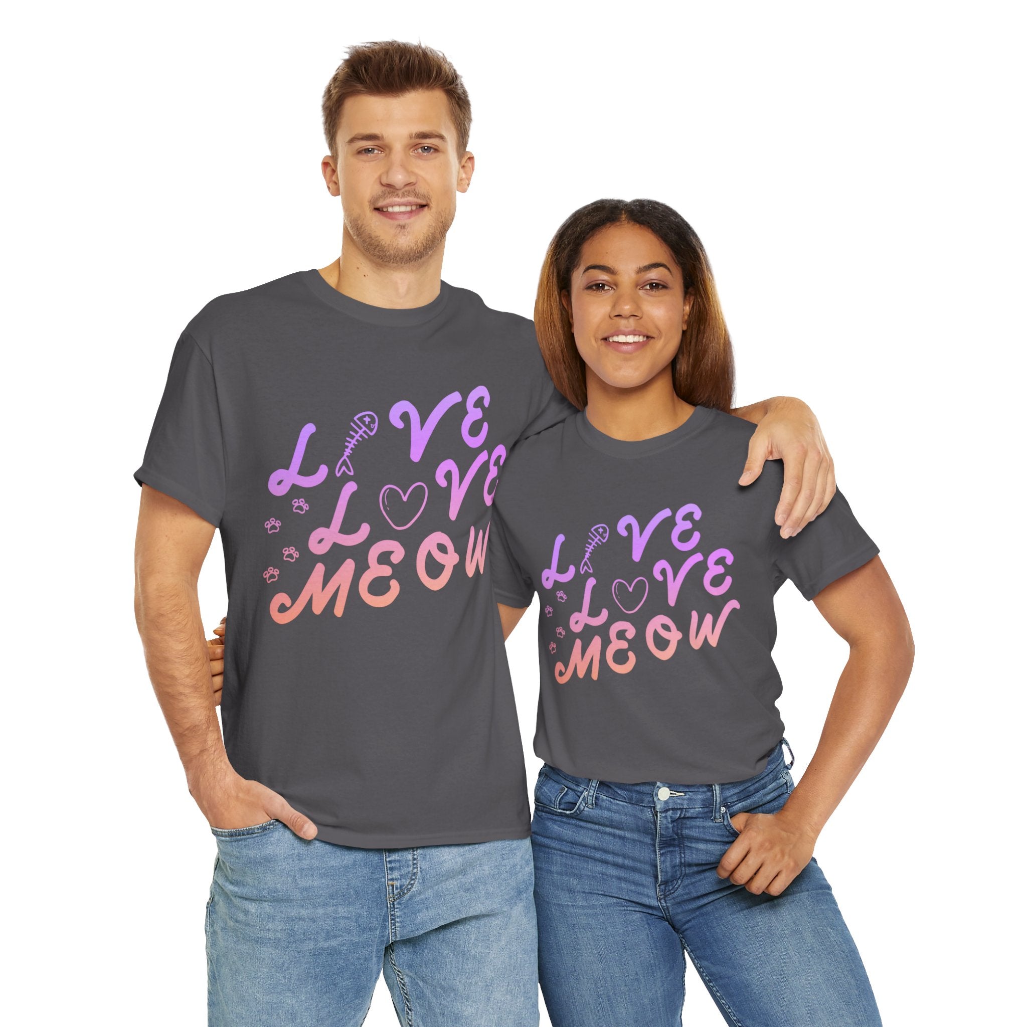 Unisex “Love, Meow, Live” T-Shirt – Cat Life Joy, Feline Lover Gift