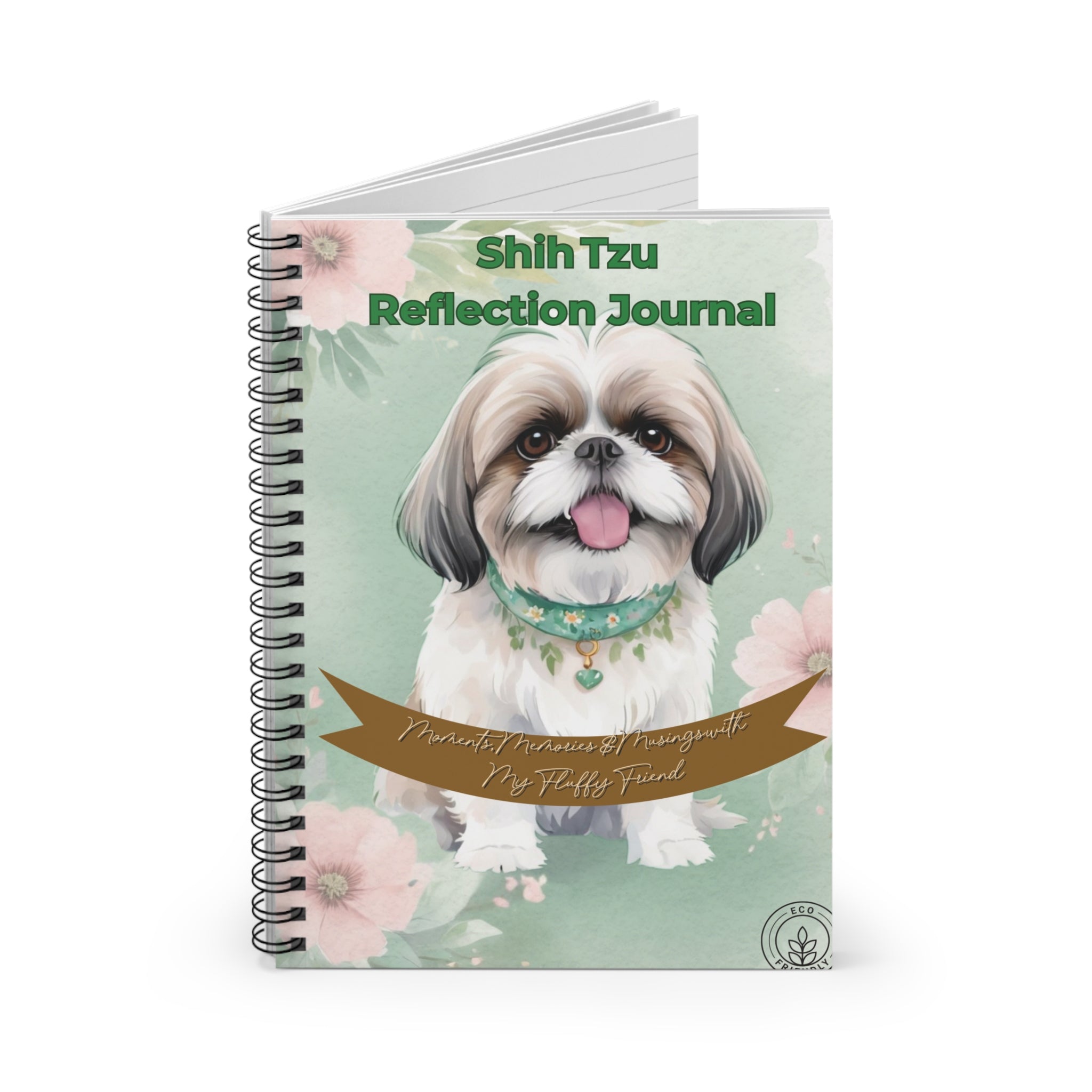 Shih Tzu Reflection Journal | Dog Lover’s Notebook | Pet Memory Keeper | Gift for Dog Parents | Floral Spiral Notebook | Cute Puppy Journal