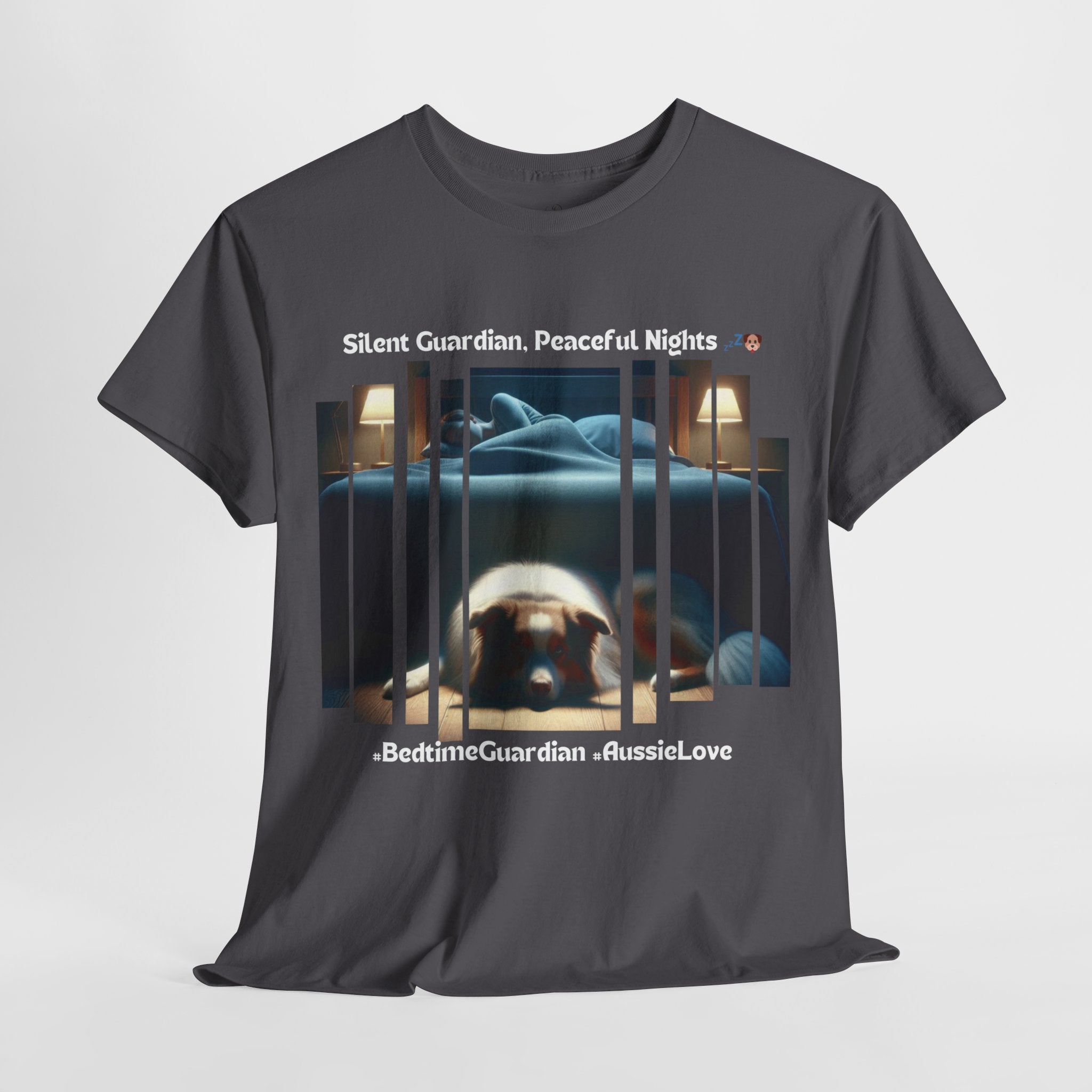 Unisex “Silent Guardian, Peaceful Nights” Australian Shepherd T‑Shirt – Night Watch Gift, Quiet Companion Tee