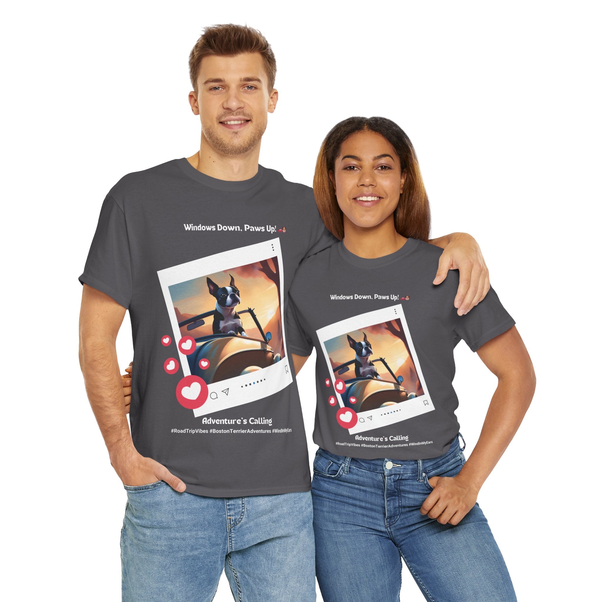 Unisex - Adventure's Calling: Boston Terrier Road Trip T-Shirt