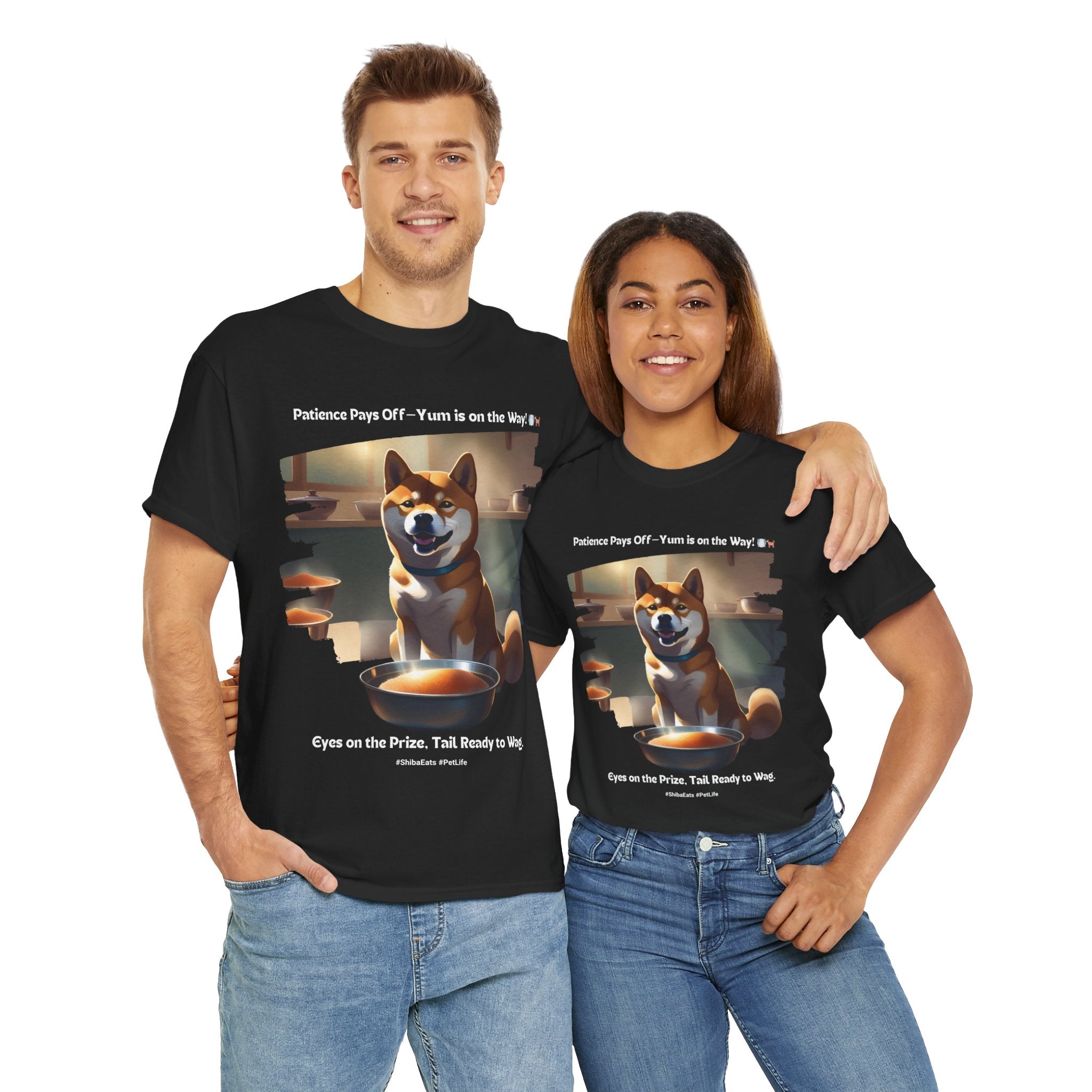 Unisex “Patience Pays Off: Shiba Inu Treats” T‑Shirt – Good Pup Reward Gift