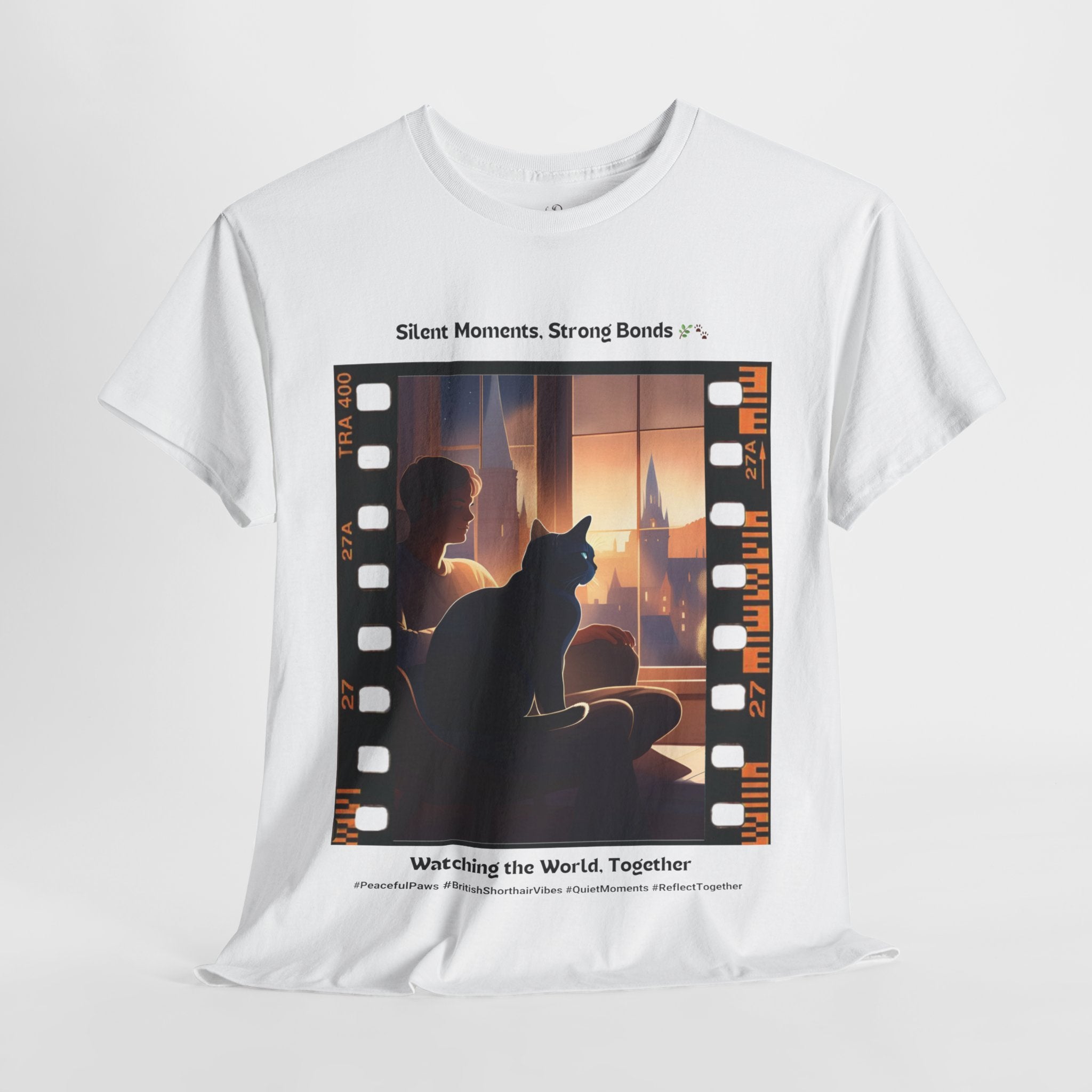 Men’s “Quiet Moments, Strong Bonds” British Shorthair T‑Shirt – Gentle Kitty Dad Gift