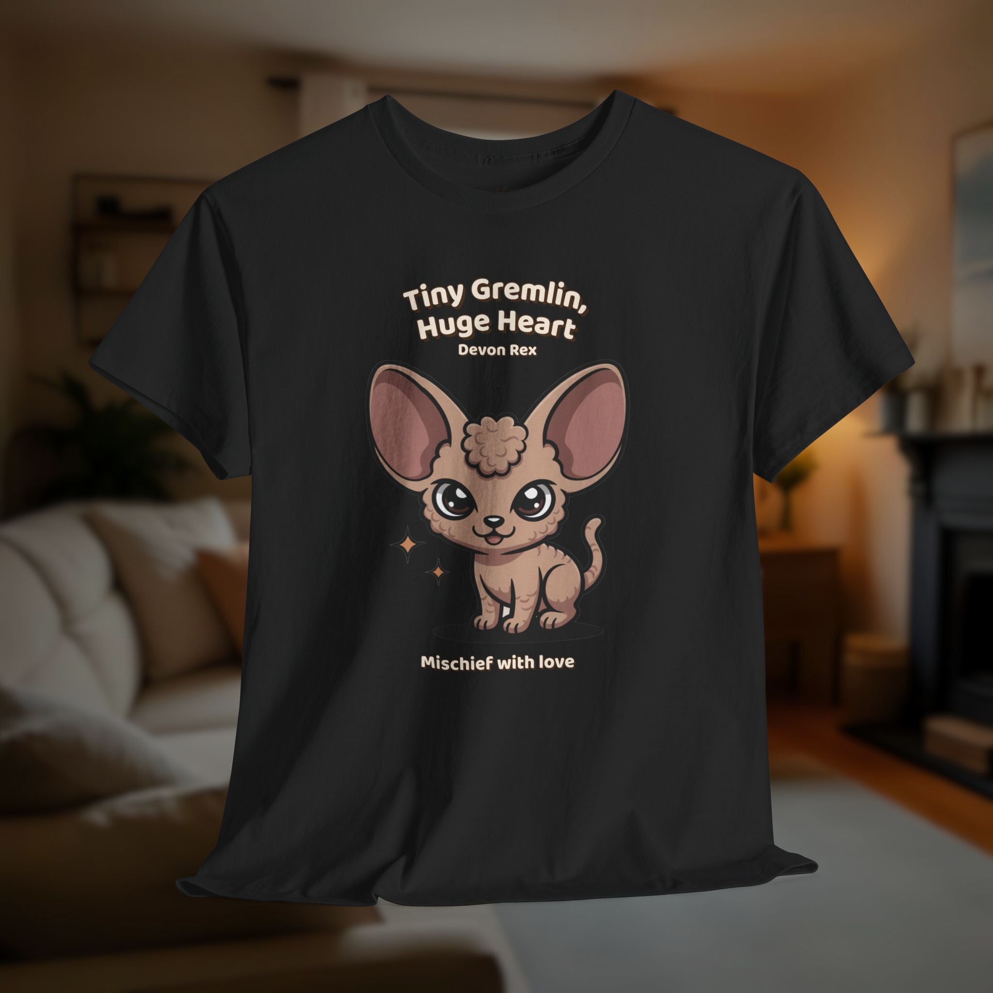 Unisex T-Shirt – Tiny Gremlin, Huge Heart: Devon Rex Everyday Moments Edition