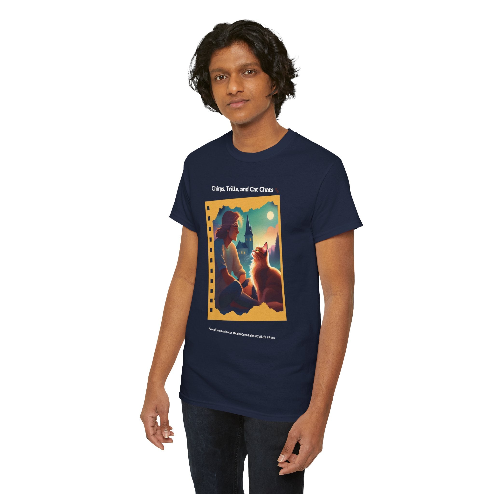 Men’s “Chirps, Trills & Cat Chats” Maine Coon T‑Shirt – Vocal Cat Dad Gift