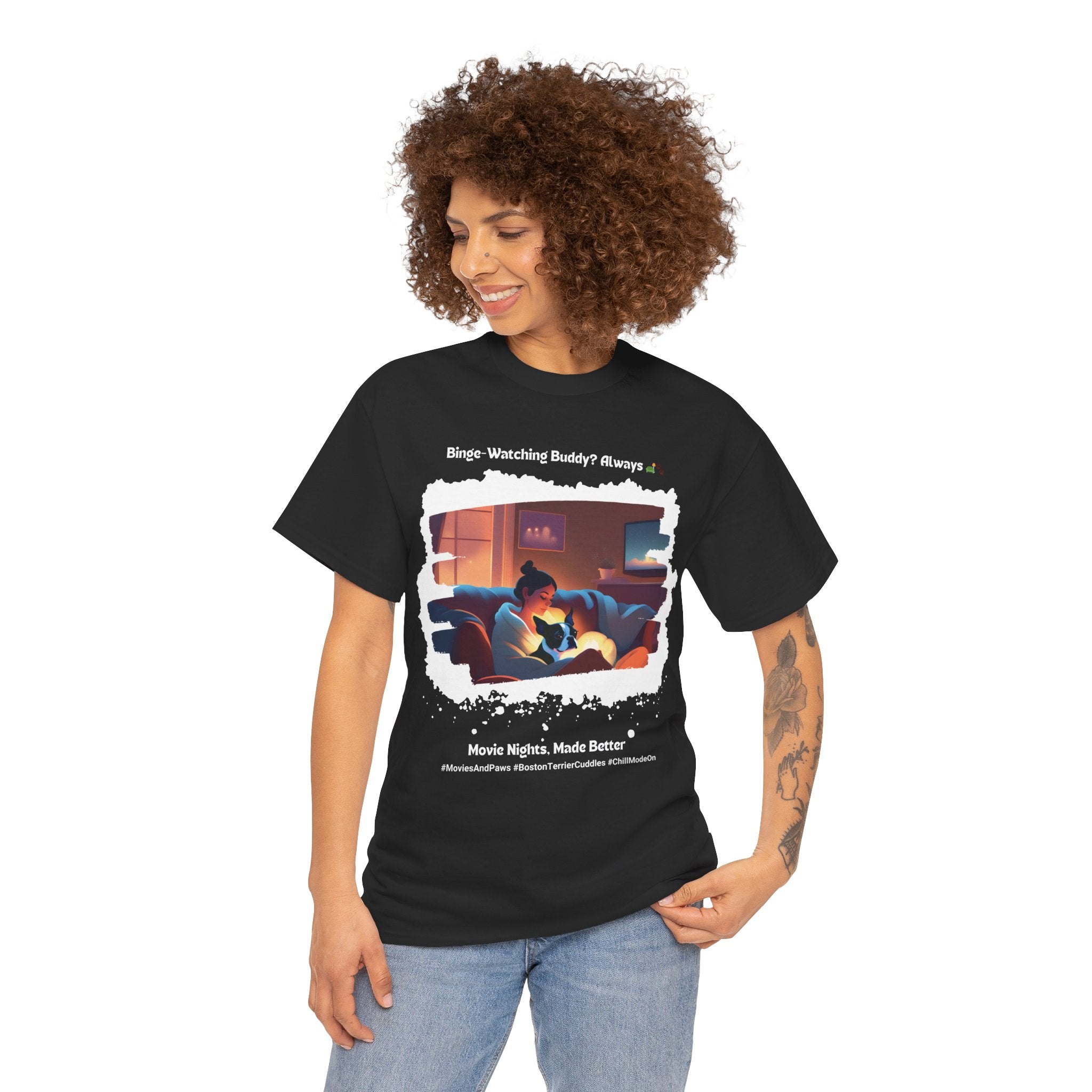 Women's - Movie Nights, Made Better: Boston Terrier T-Shirt