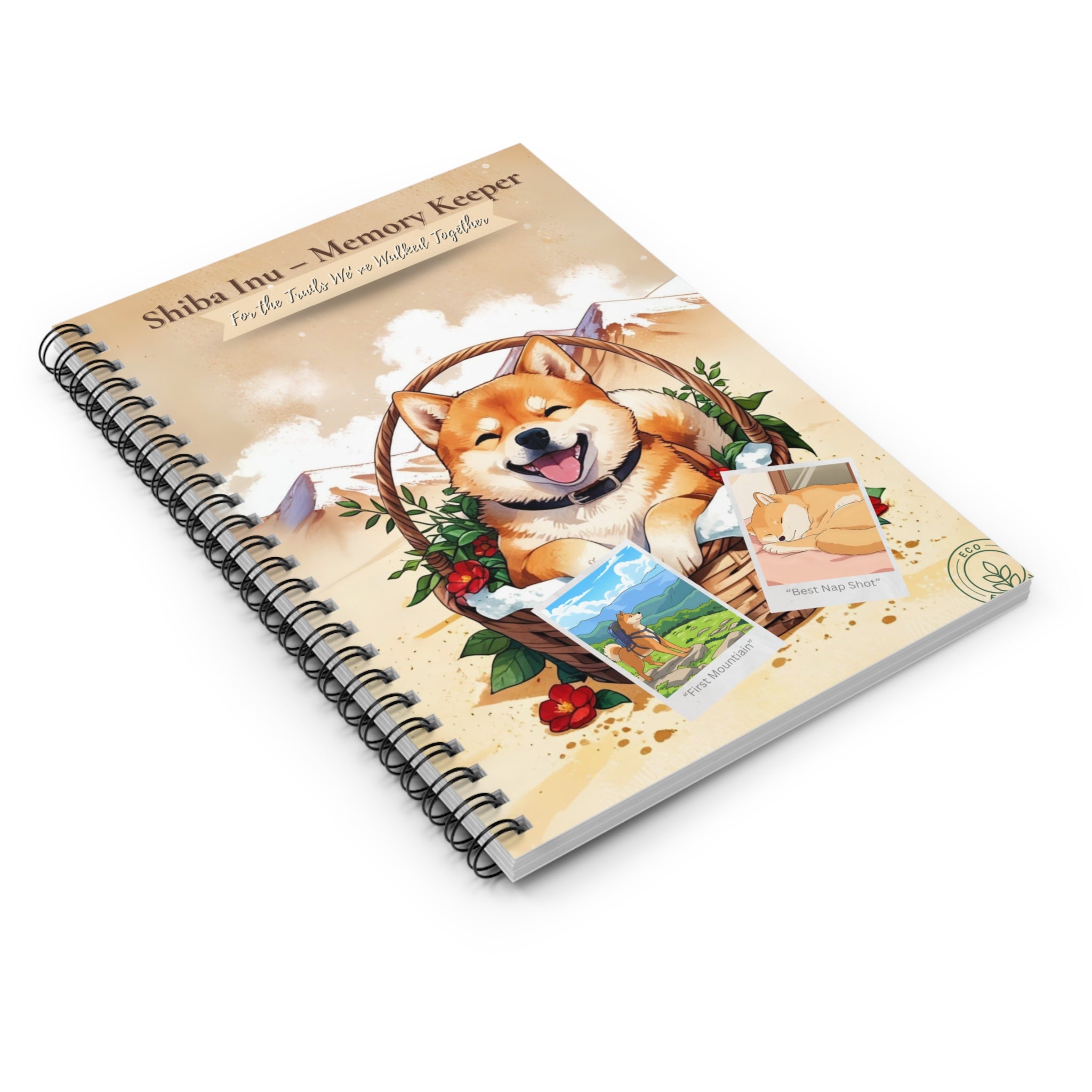 Shiba Inu Spiral Notebook – Polaroid-Style Memory Keeper, Scrapbook for Dog Lovers, Gift for Dog Owners, Journaling, Back to School, Cute Stationery
