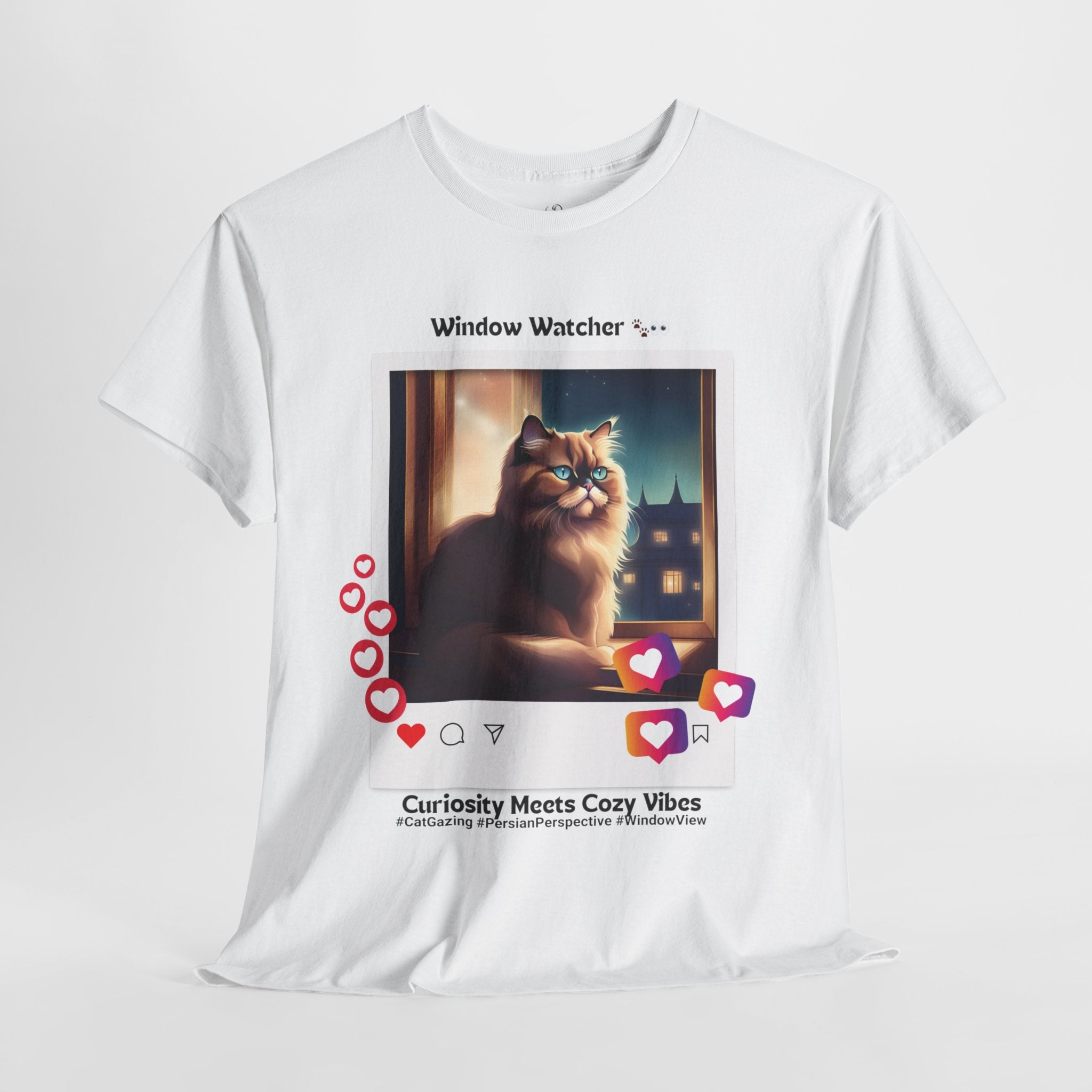 Unisex “Window Watcher” Persian T‑Shirt – Observant Cat Gift
