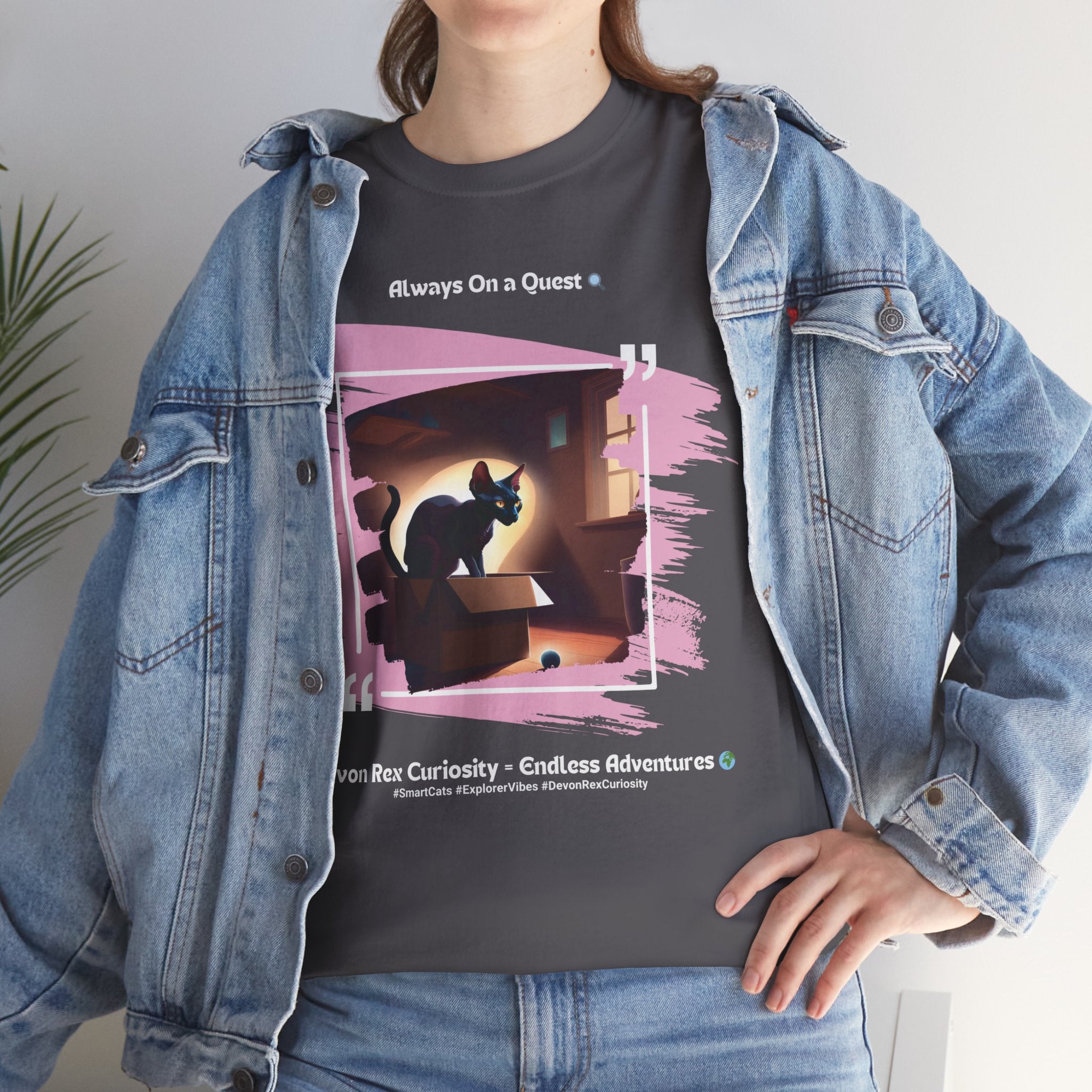 Unisex “Always On a Quest” Devon Rex T‑Shirt – Curious Kitty Gift