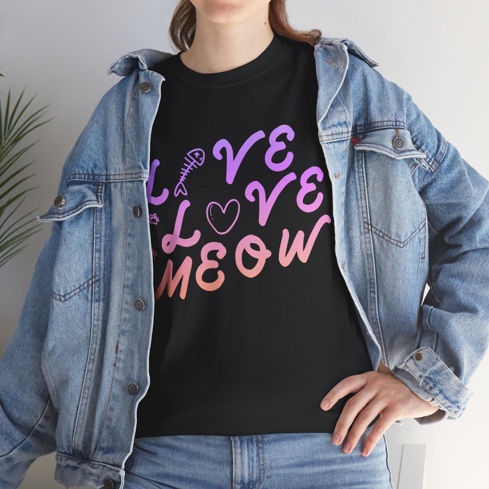 Unisex “Love, Meow, Live” T-Shirt – Cat Life Joy, Feline Lover Gift