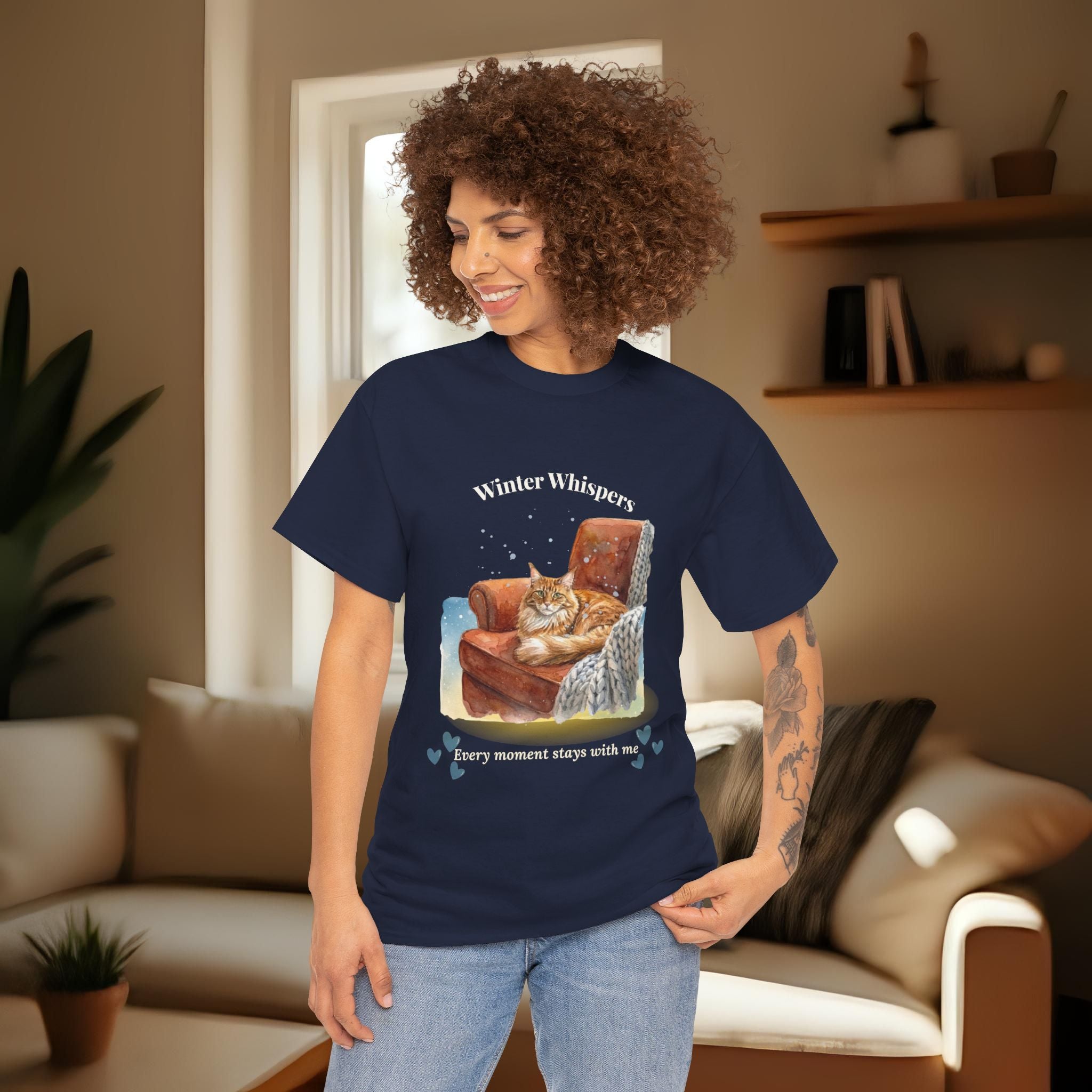 Unisex Personalized T-Shirt – Winter Whispers: Maine Coon Watercolor Portrait Edition