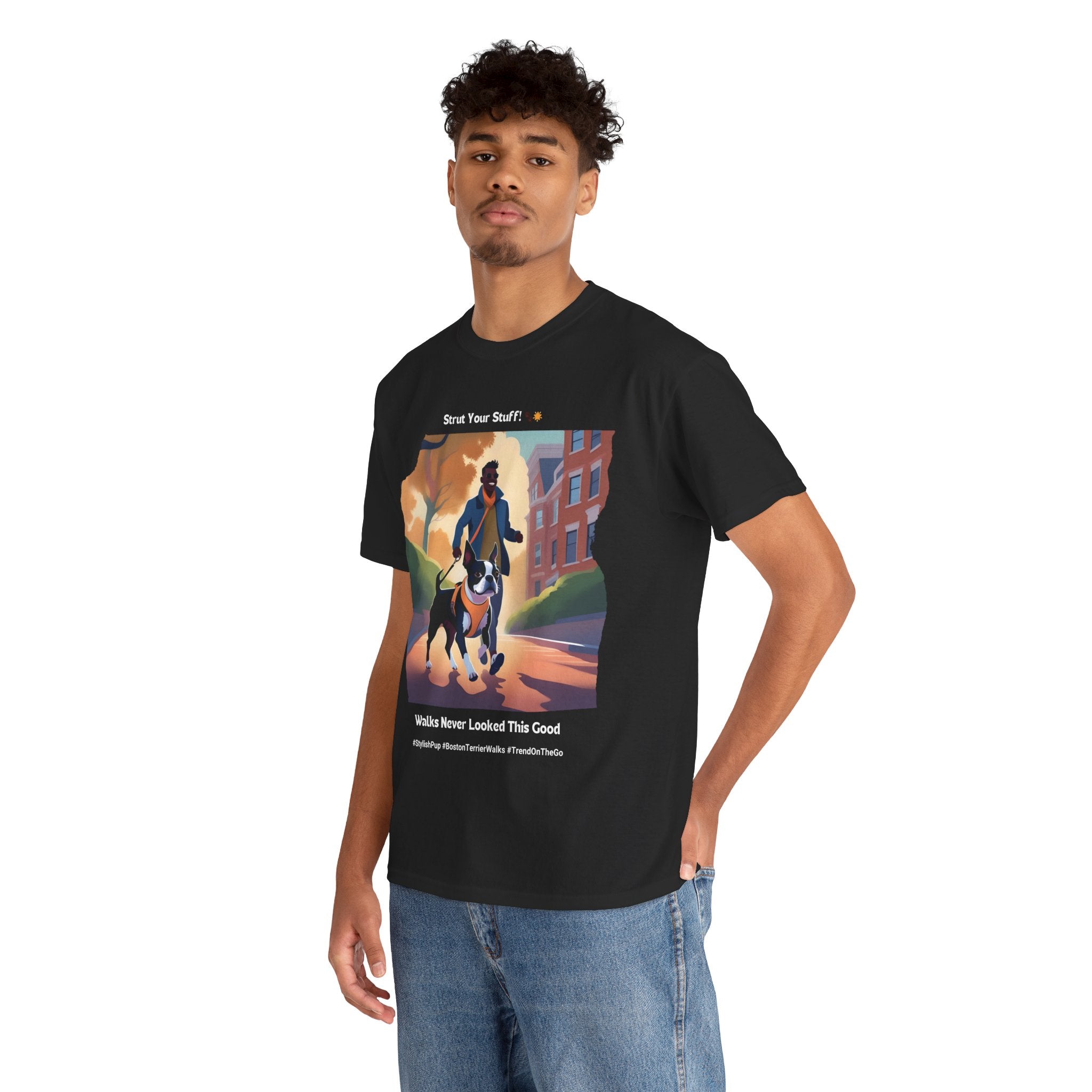 Men's - Stylish Pup: Boston Terrier Fashion T-Shirt