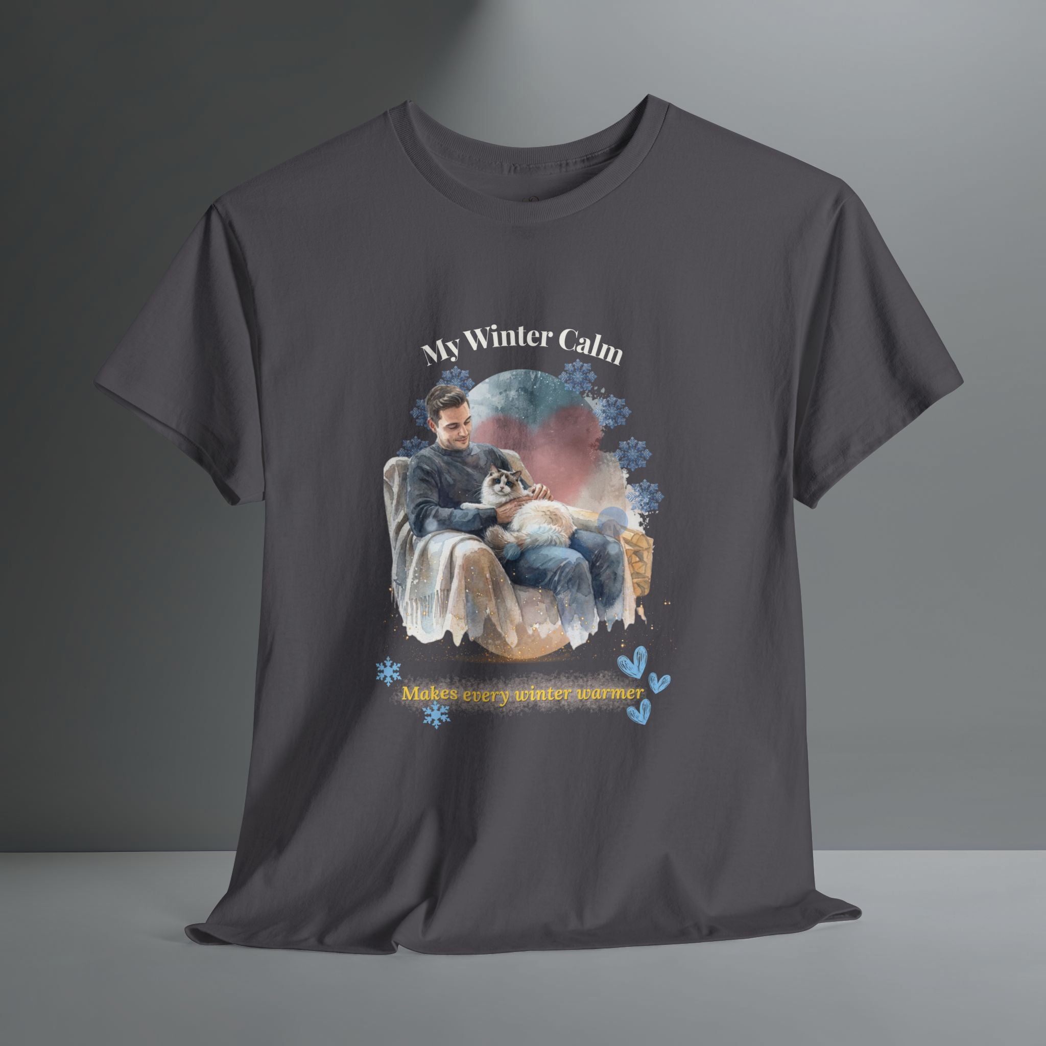 Unisex Personalized T-Shirt – My Winter Calm: Custom Ragdoll Watercolor Winter Portrait