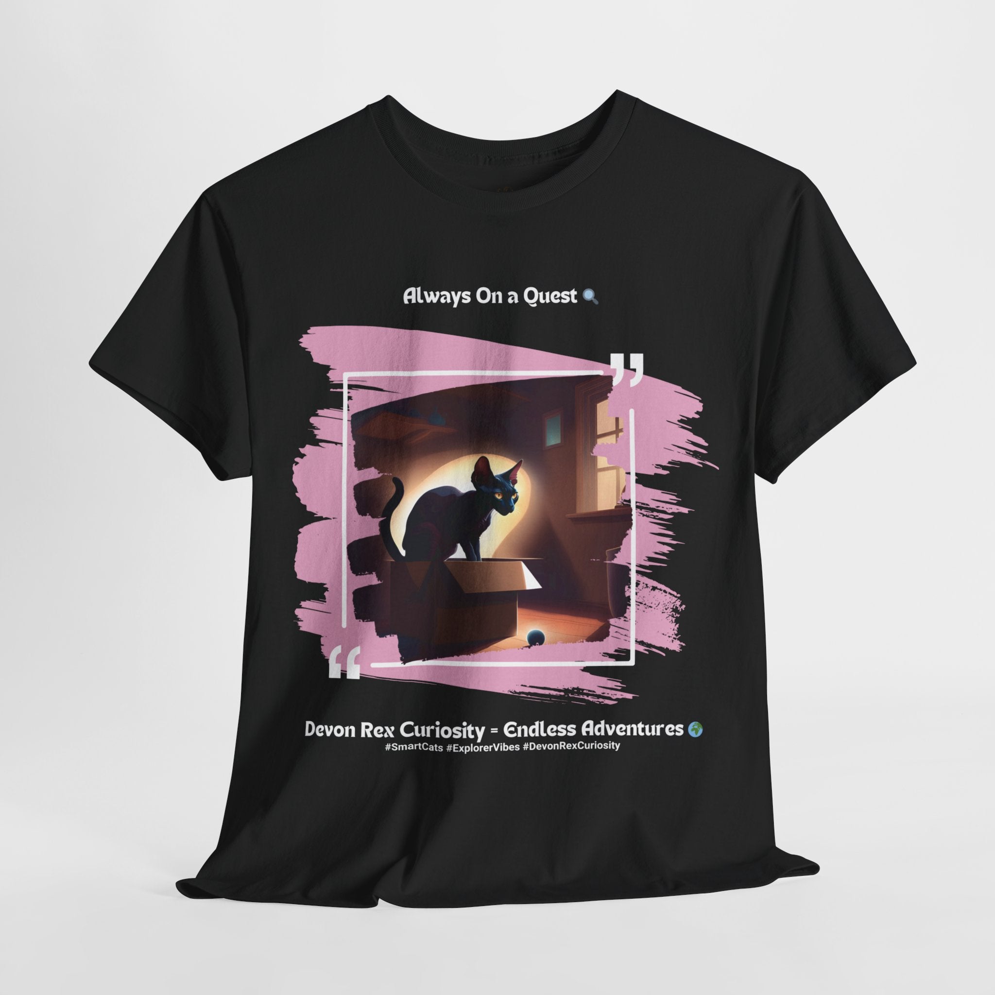 Unisex “Always On a Quest” Devon Rex T‑Shirt – Curious Kitty Gift
