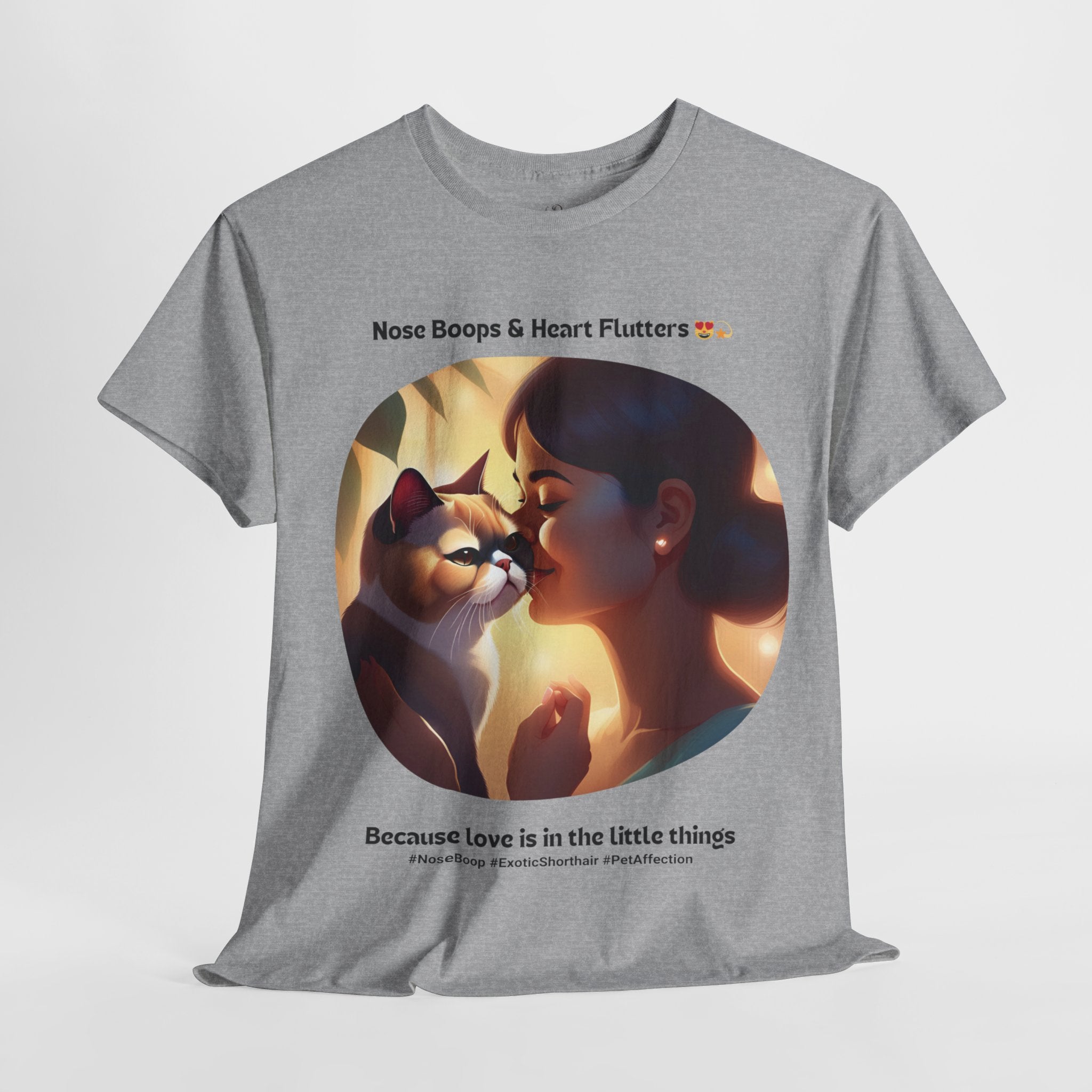 Women’s “Nose Boops & Heart Flutters” Exotic Shorthair T‑Shirt – Sweet Cat Mom Gift