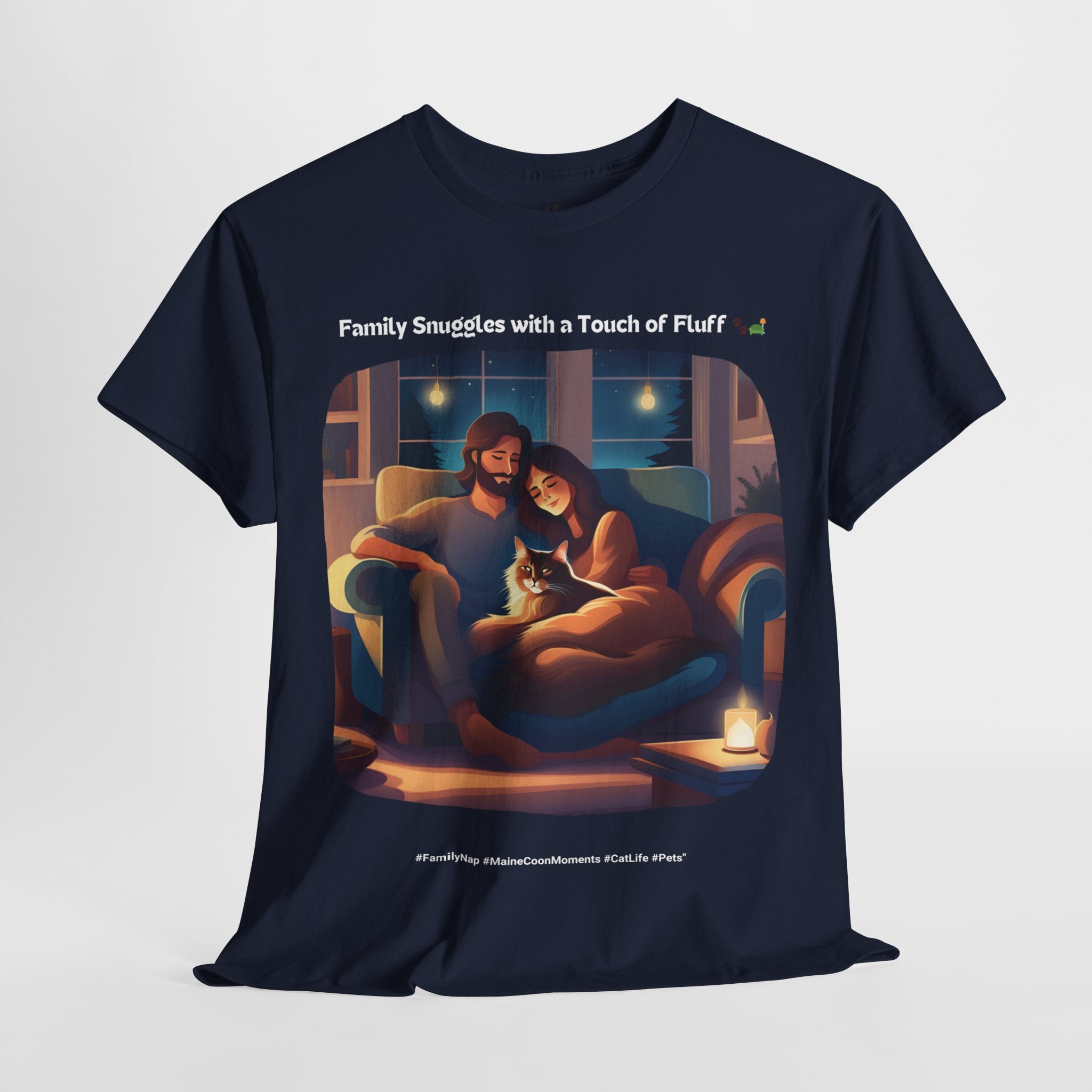 Unisex “Family Snuggles with a Touch of Fluff” Maine Coon T‑Shirt – Family Cuddle Cat Gift
