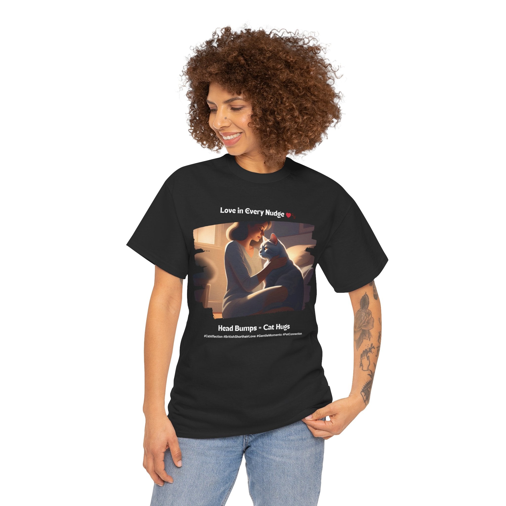 Women’s “Head Bumps = Cat Hugs” British Shorthair T‑Shirt – Affectionate Kitty Mom Gift