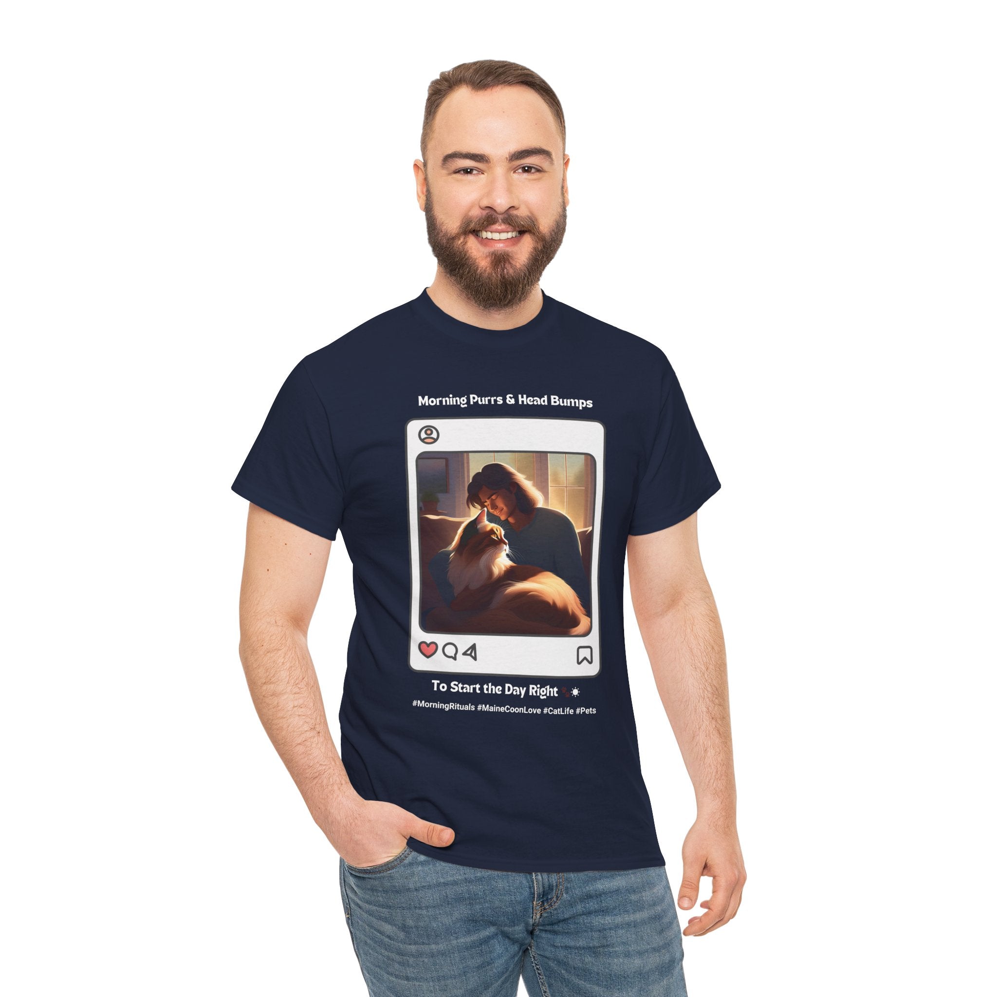 Men's - Morning Purrs & Head Bumps: Start Your Day Right T-Shirt